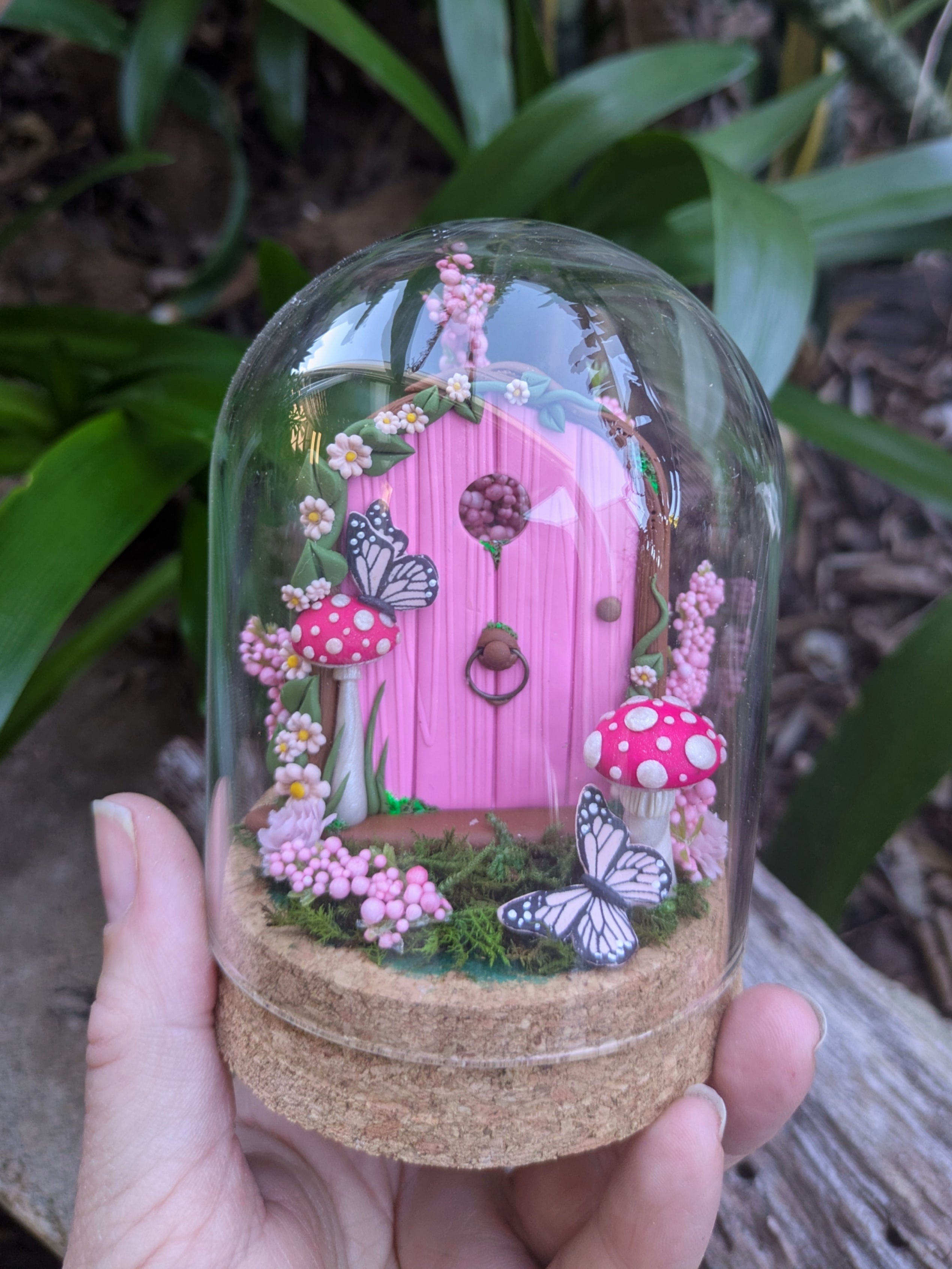 Pink Fairy Door Garden Dome