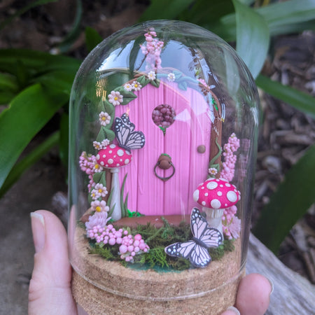 Pink Fairy Door Garden Dome