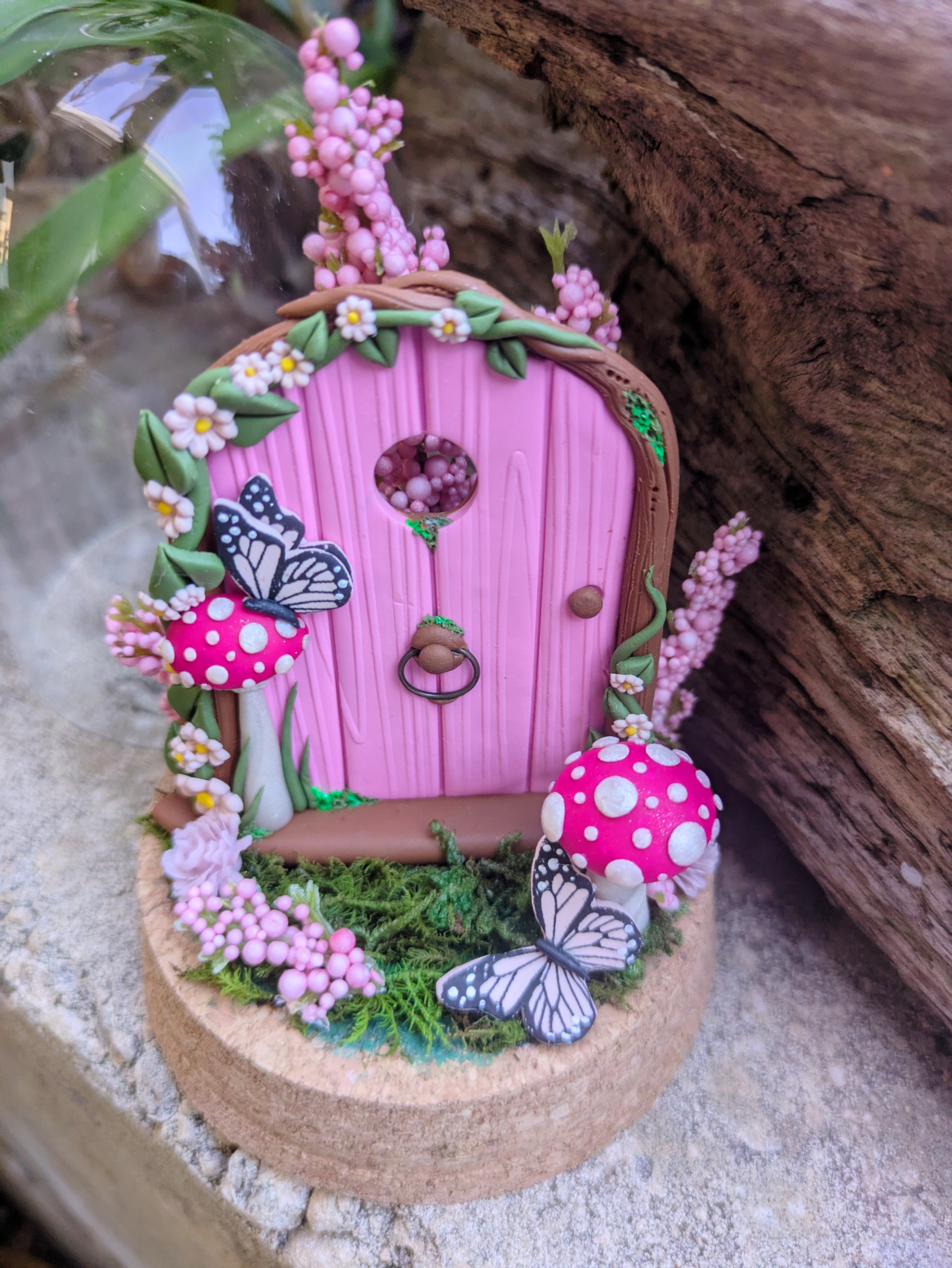 Pink Fairy Door Garden Dome