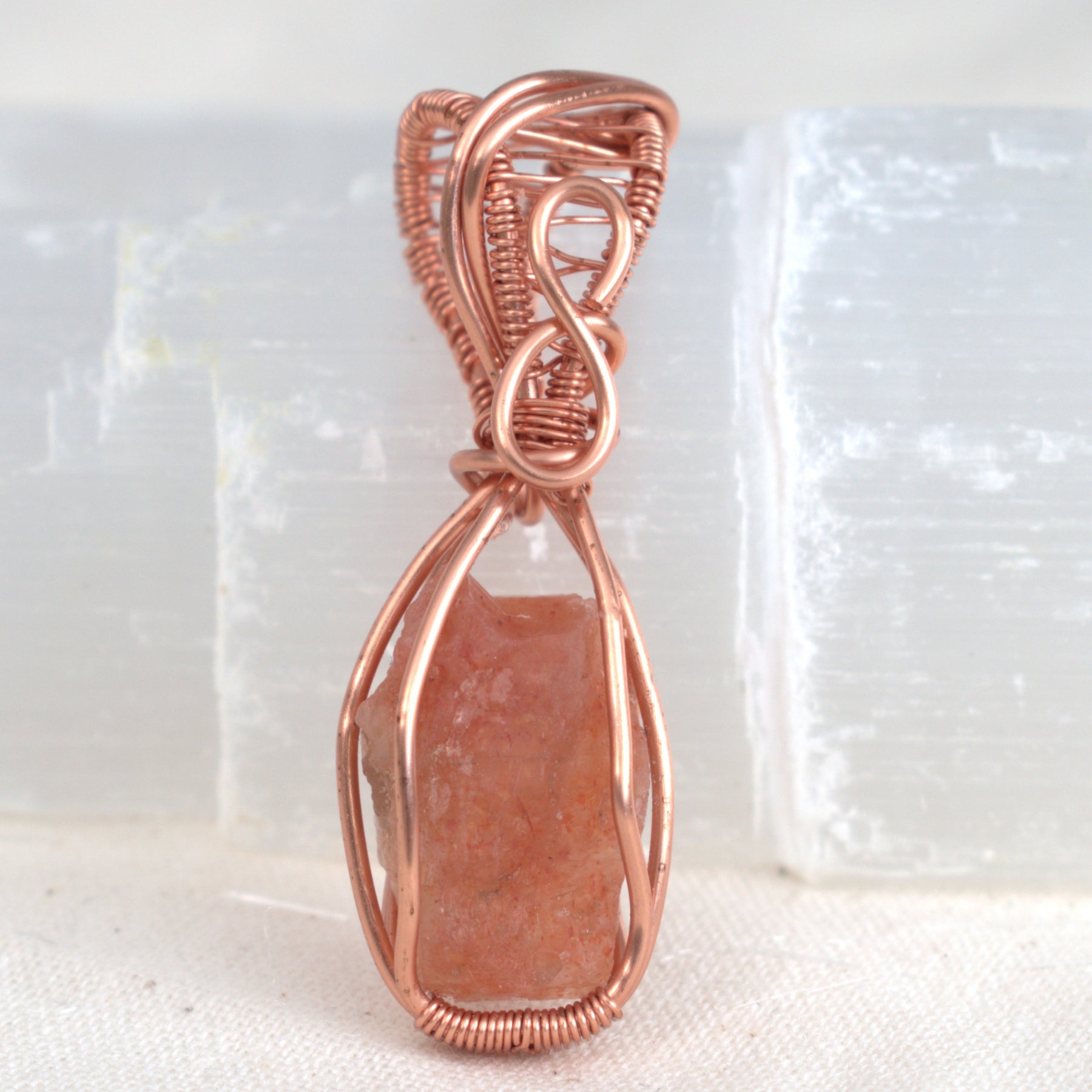 Raw Sunstone – Hand-Wrapped Gemstone Pendant