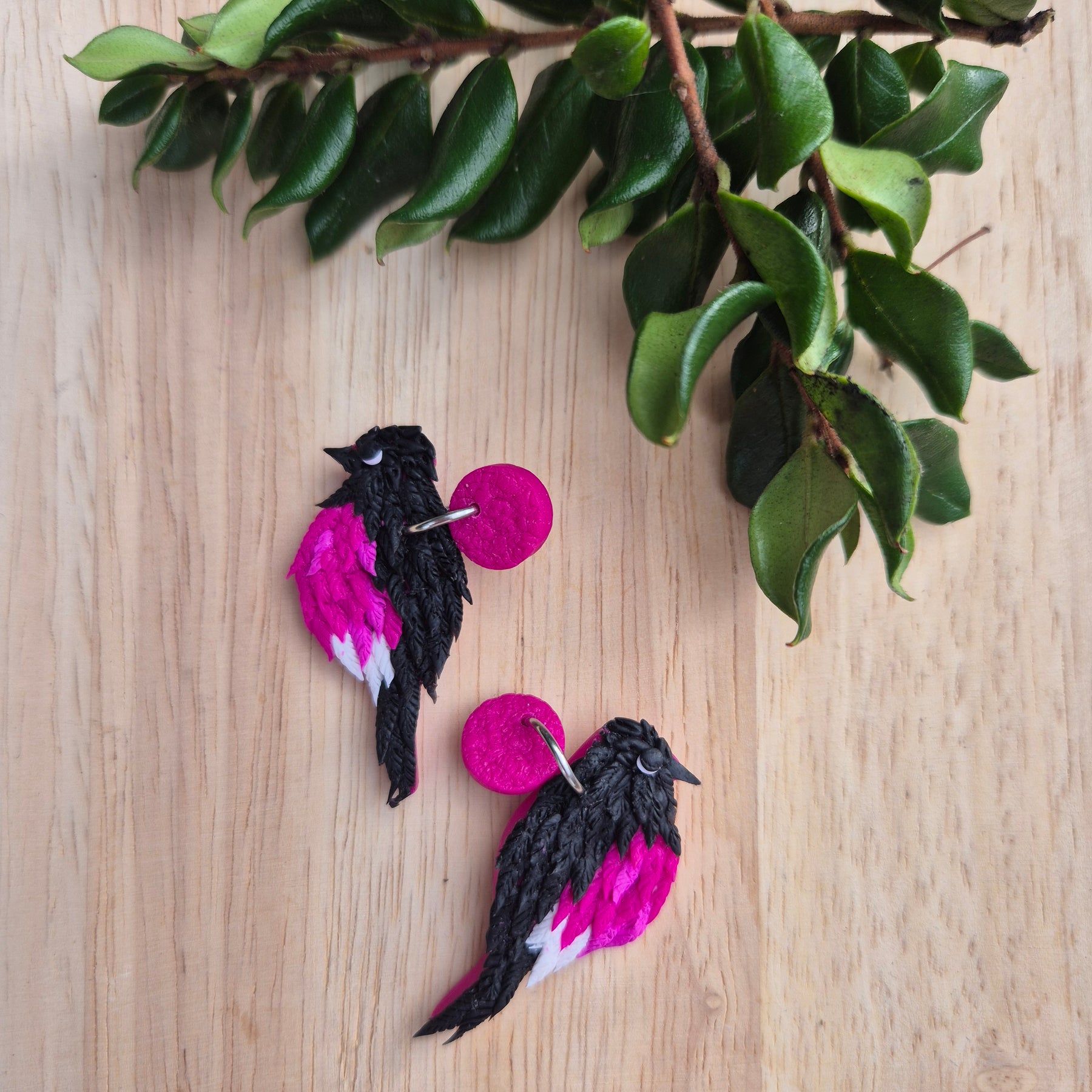 Pink Robin Dangle Earrings