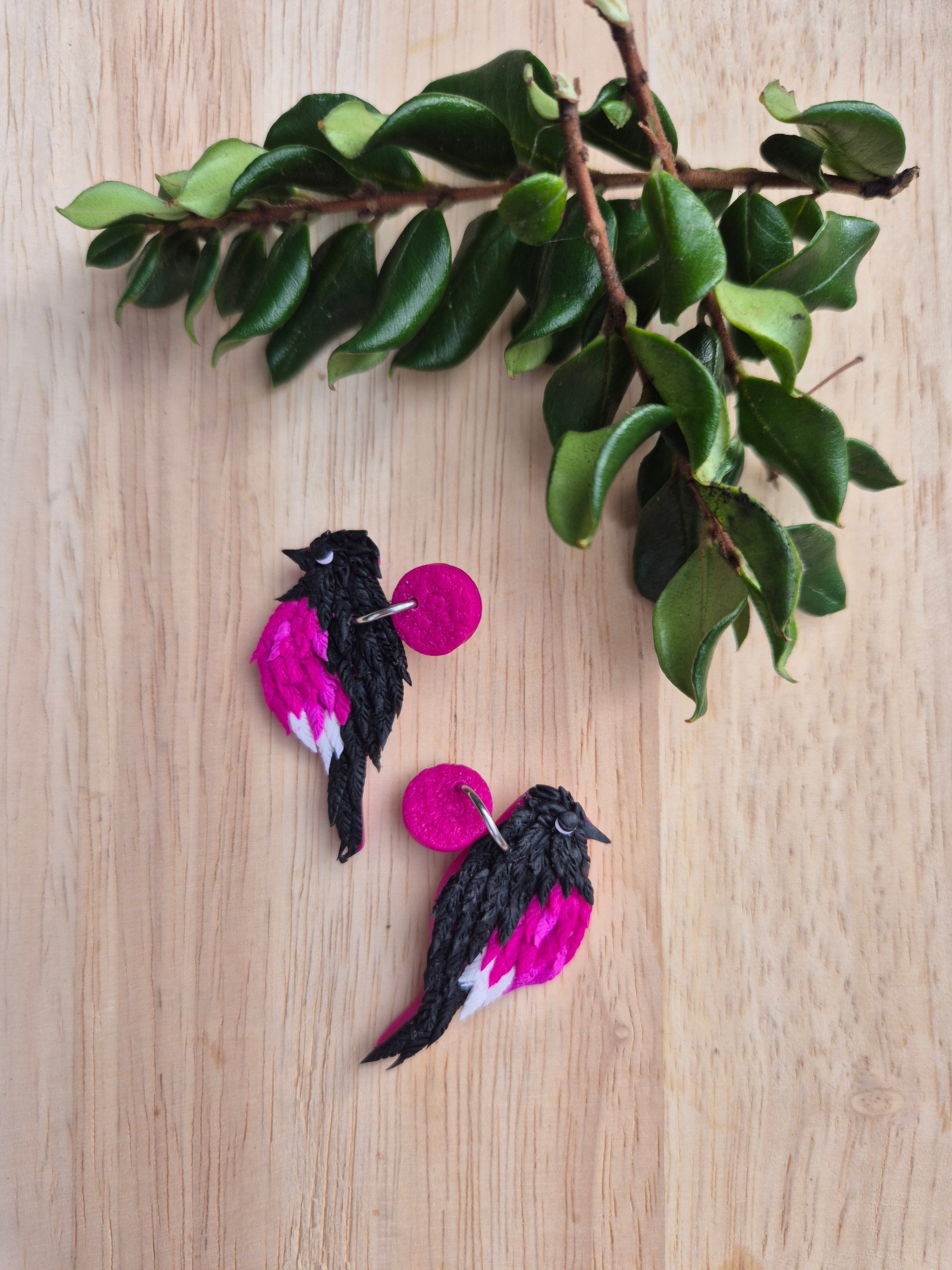 Pink Robin Dangle Earrings