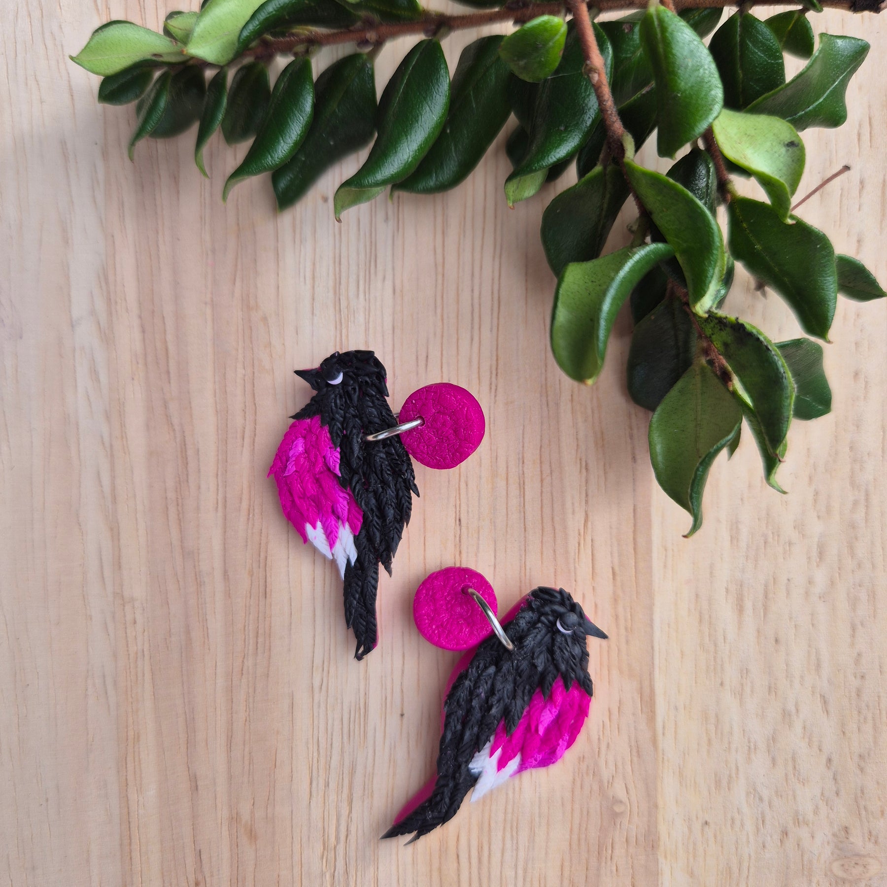Pink Robin Dangle Earrings