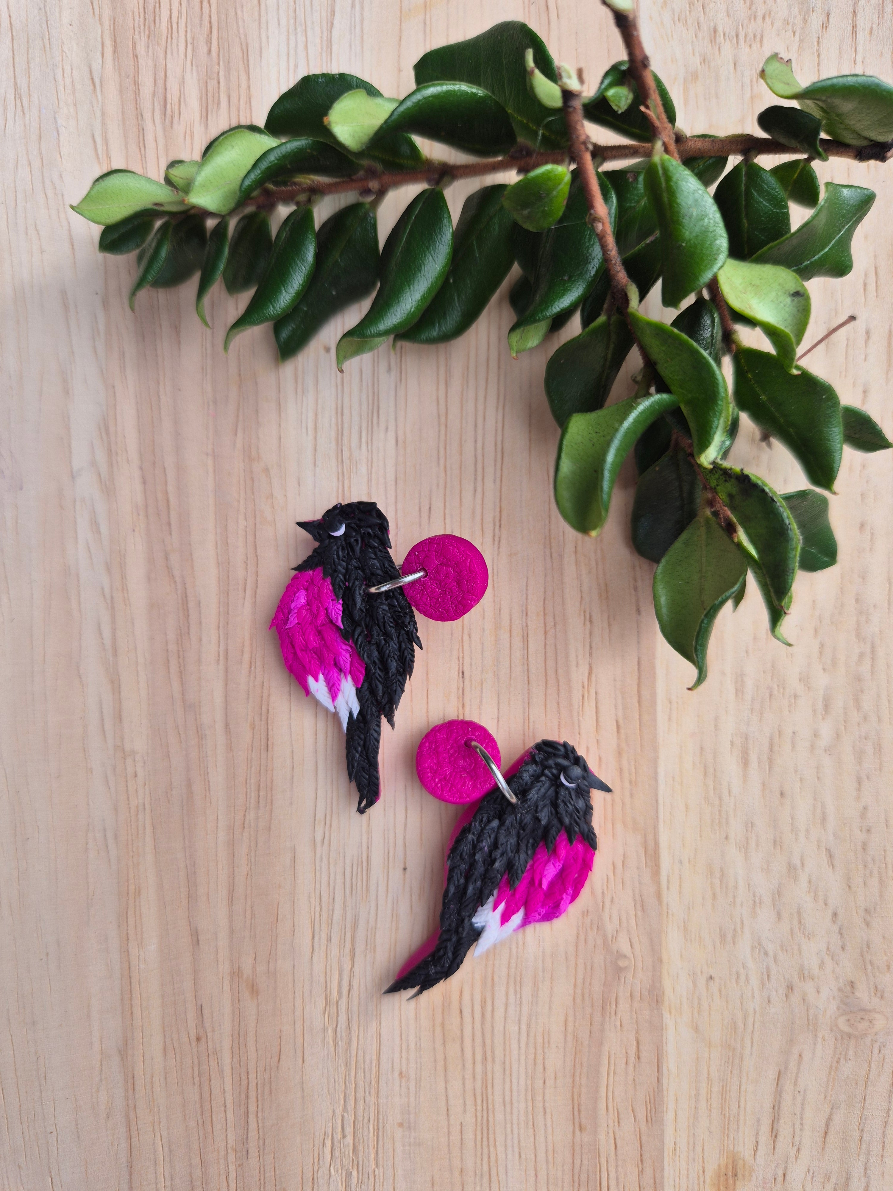 Pink Robin Dangle Earrings