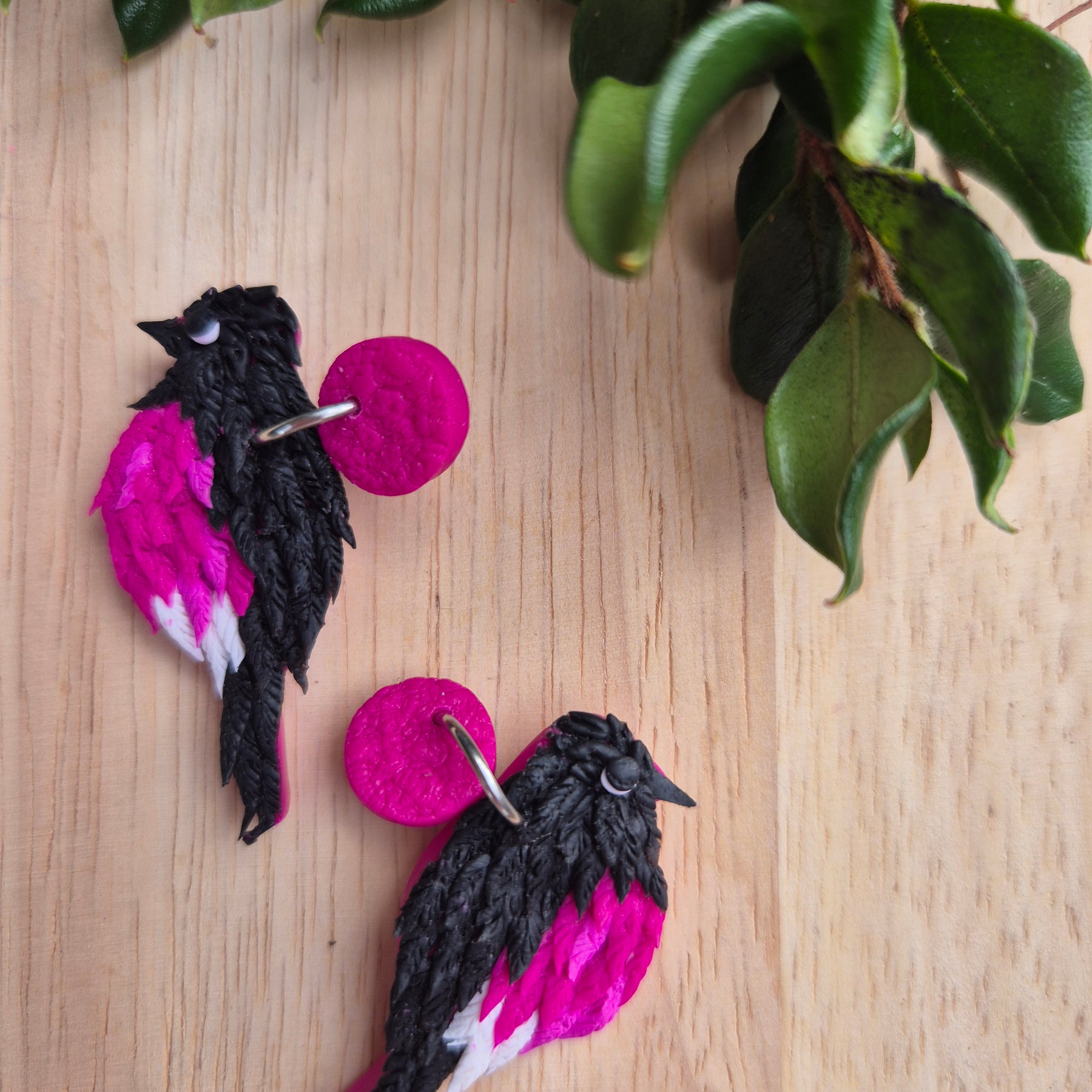 Pink Robin Dangle Earrings
