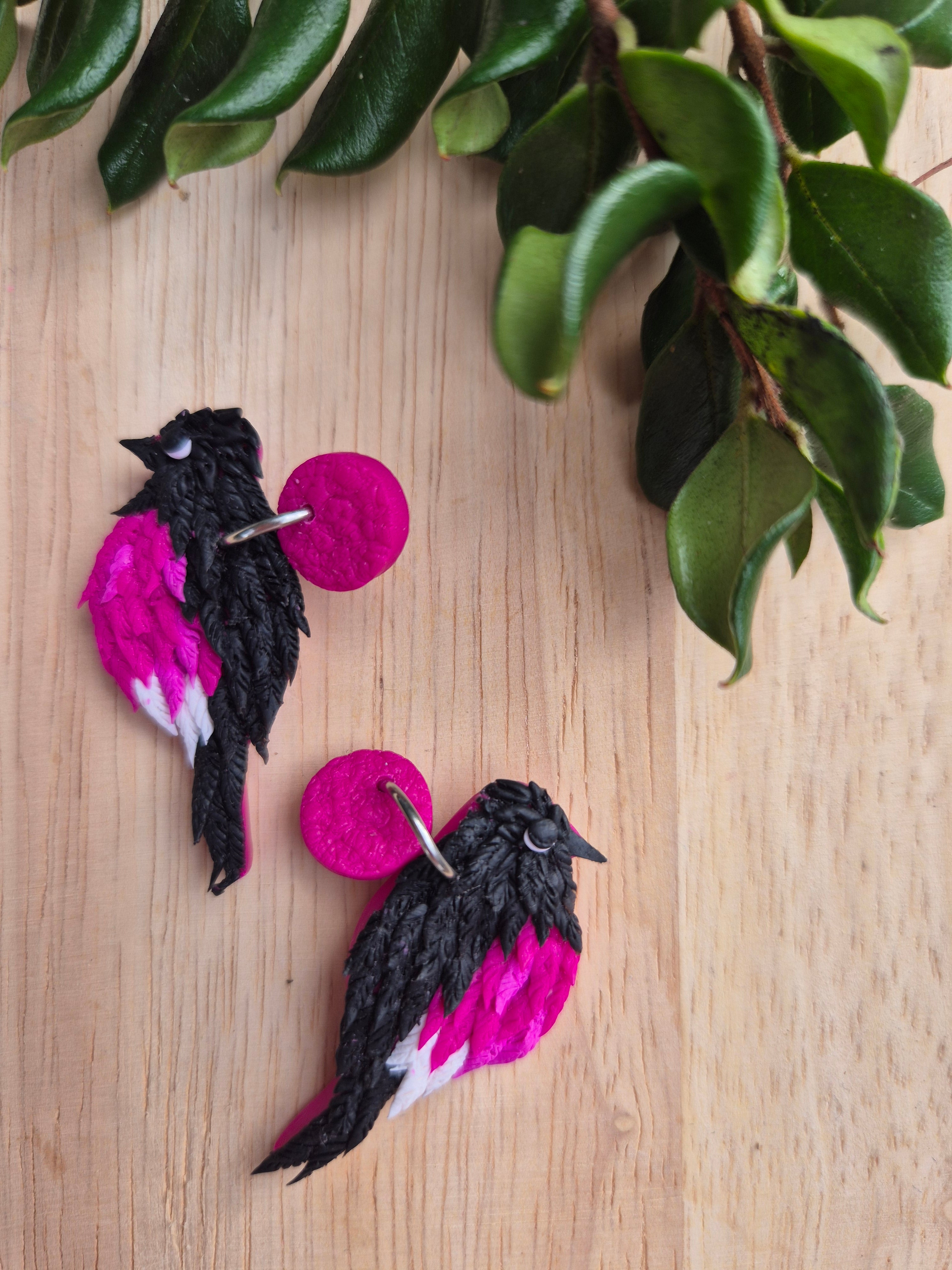 Pink Robin Dangle Earrings
