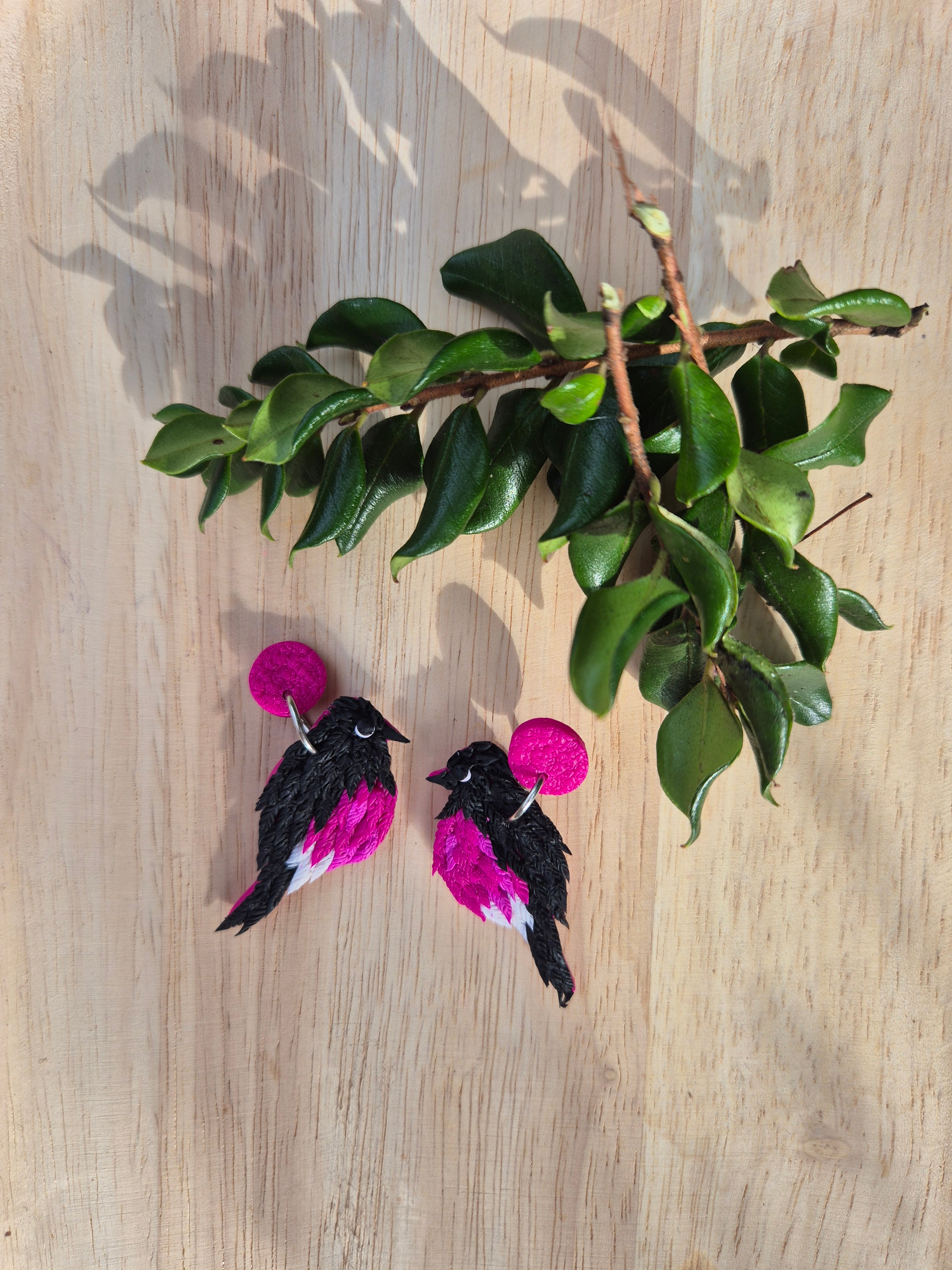 Pink Robin Dangle Earrings