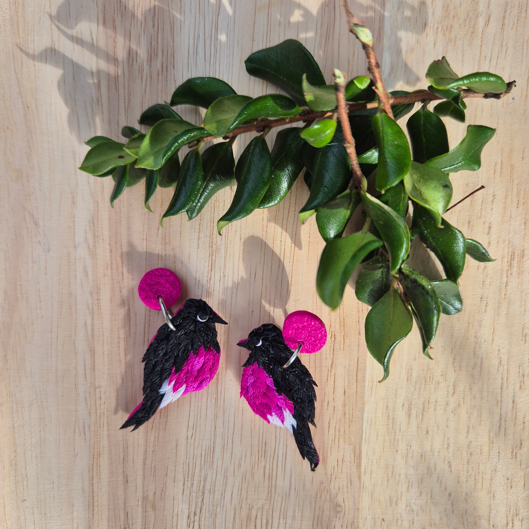 Pink Robin Dangle Earrings