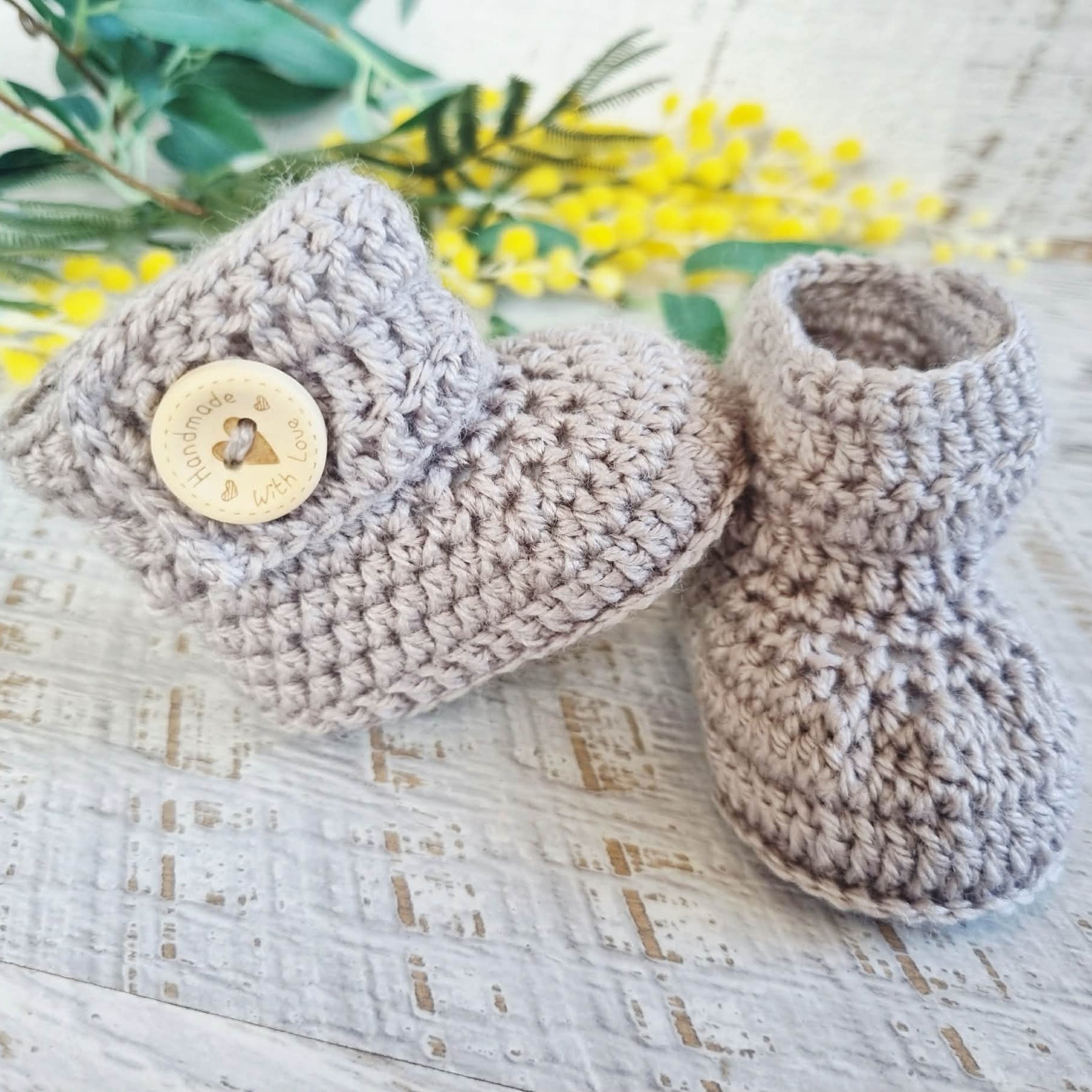 Baby Booties | Taupe | Newborn | Crochet | Knit | Shoes | Socks