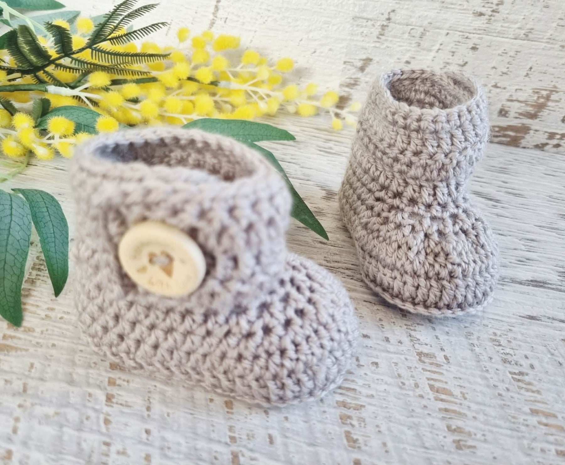 Baby Booties | Taupe | Newborn | Crochet | Knit | Shoes | Socks