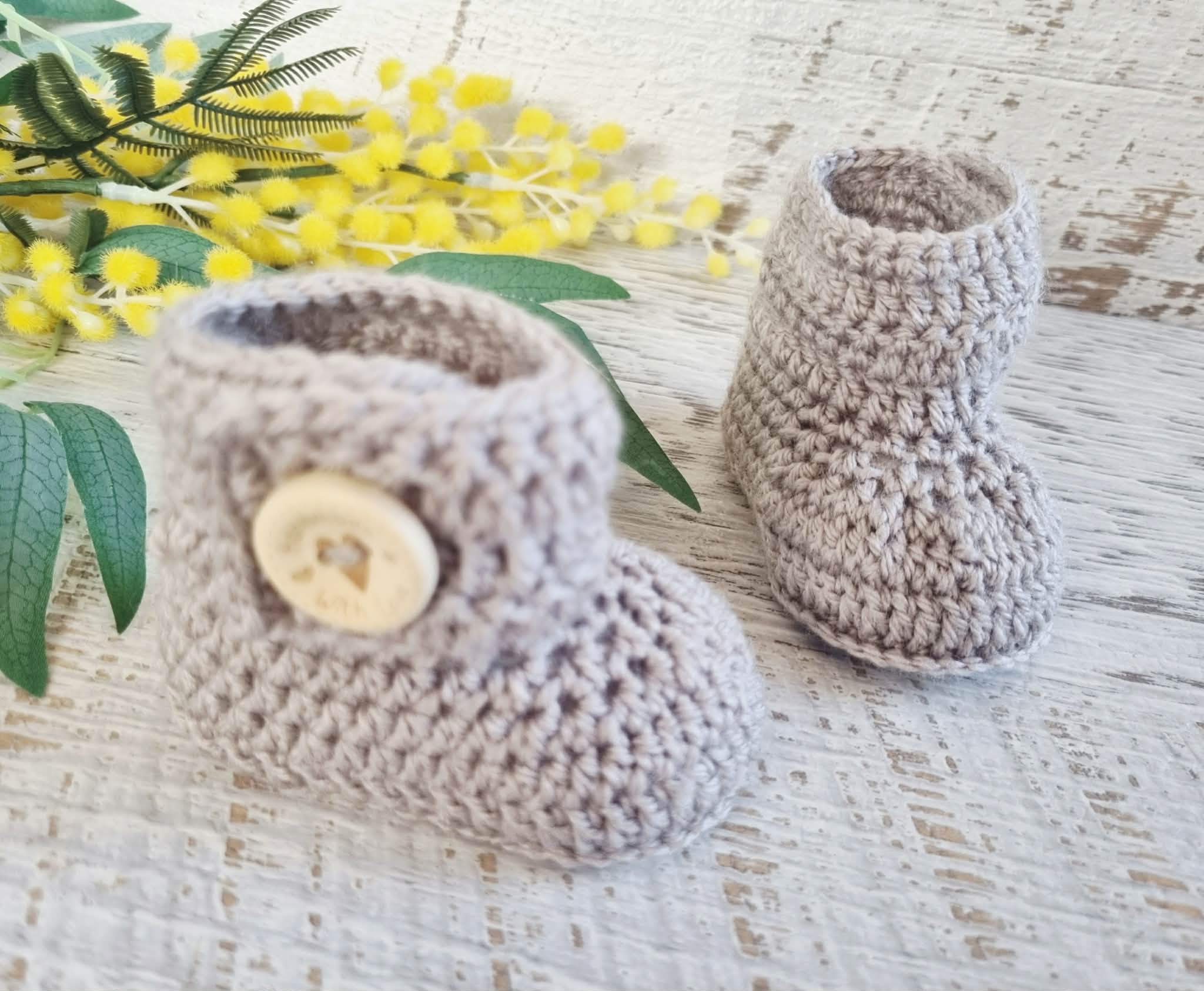 Baby Booties | Taupe | Newborn | Crochet | Knit | Shoes | Socks