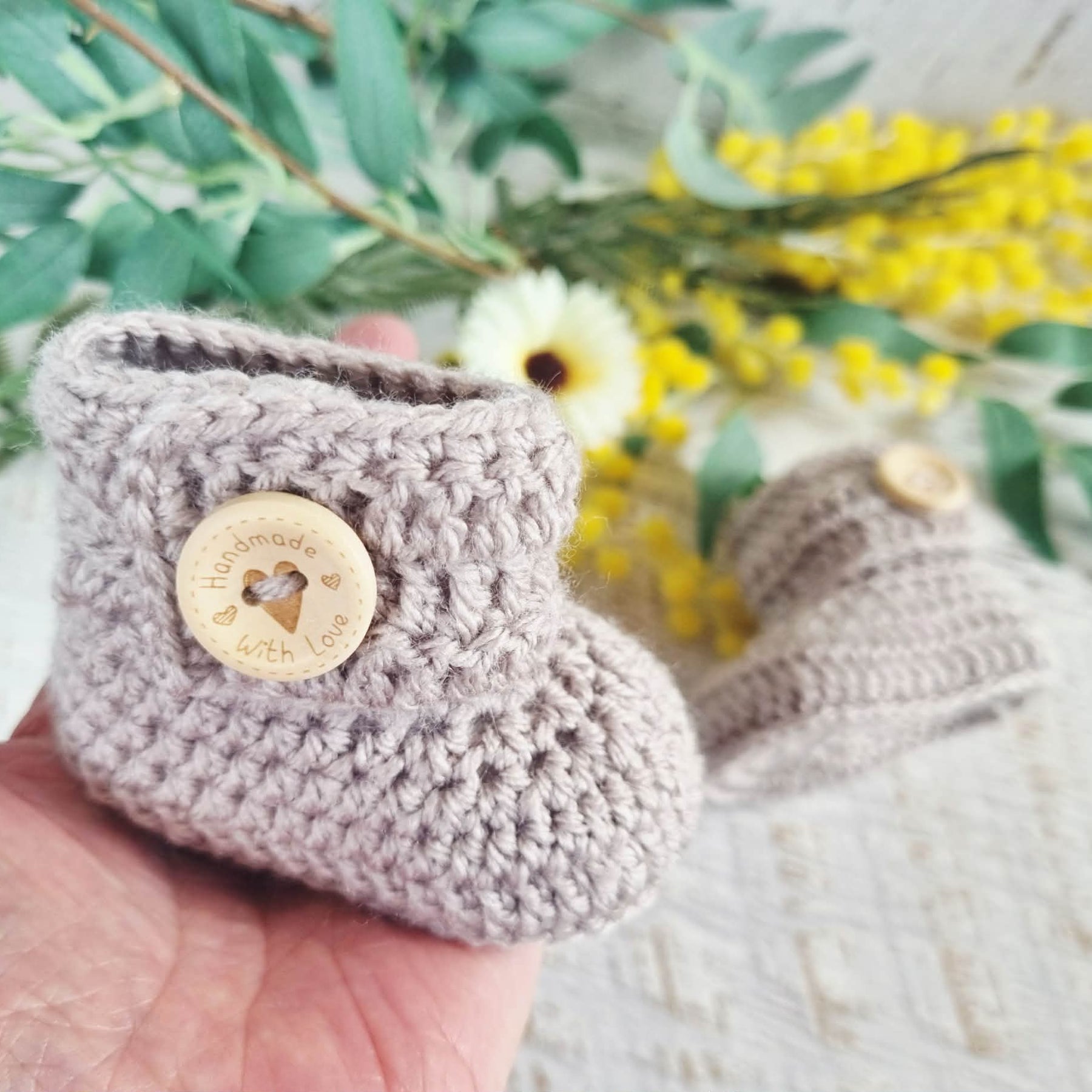 Baby Booties | Taupe | Newborn | Crochet | Knit | Shoes | Socks