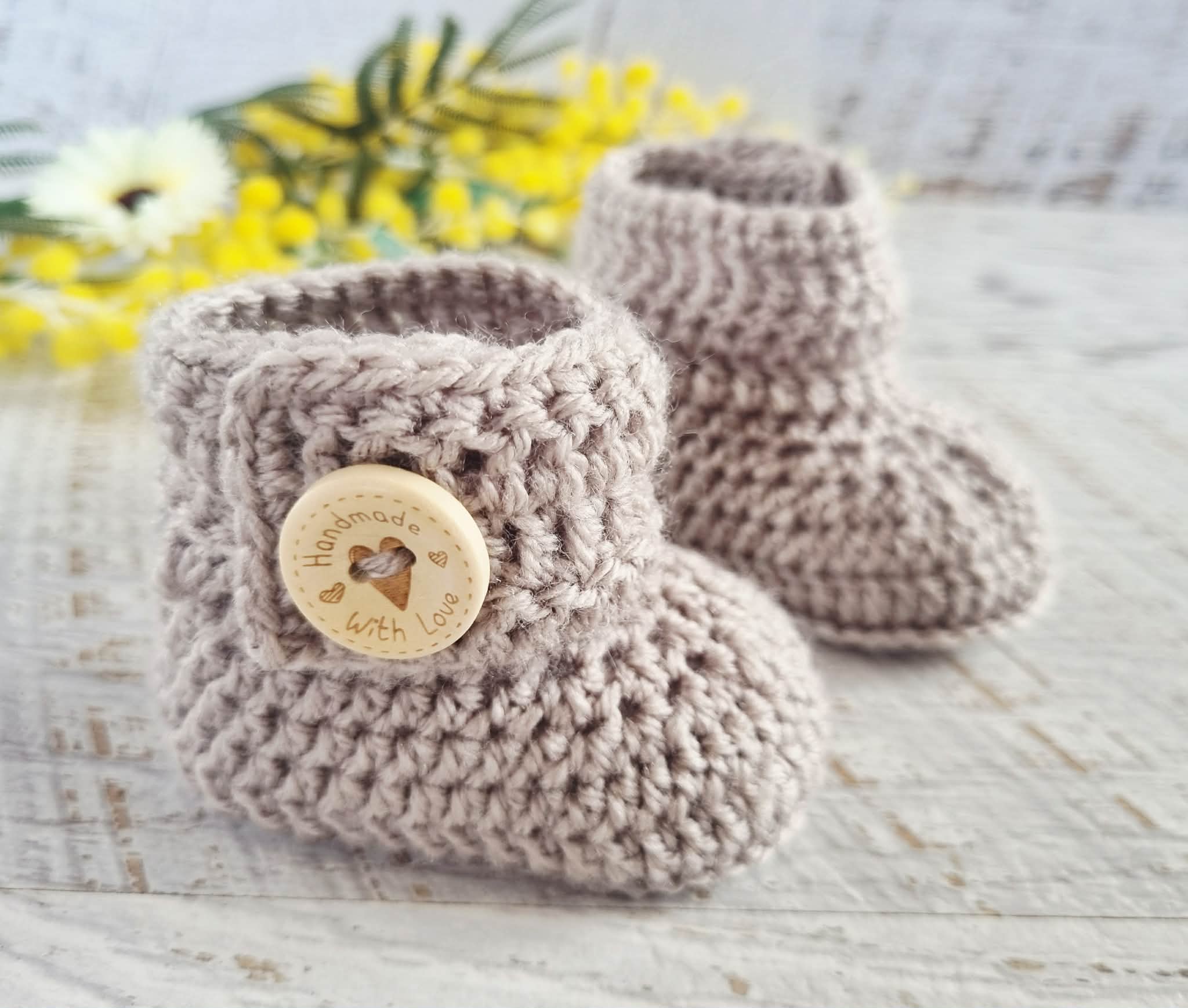 Baby Booties | Taupe | Newborn | Crochet | Knit | Shoes | Socks