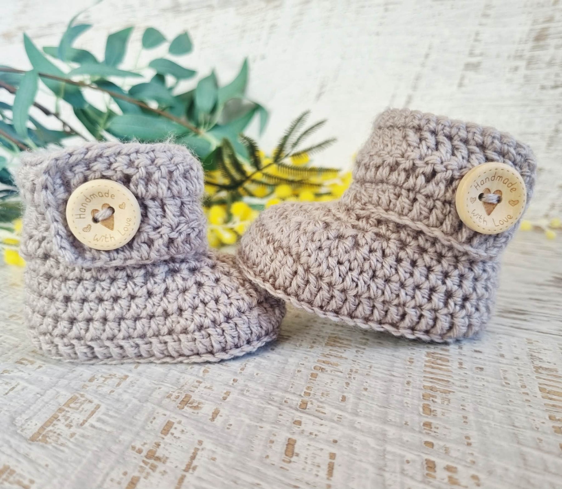 Baby Booties | Taupe | Newborn | Crochet | Knit | Shoes | Socks