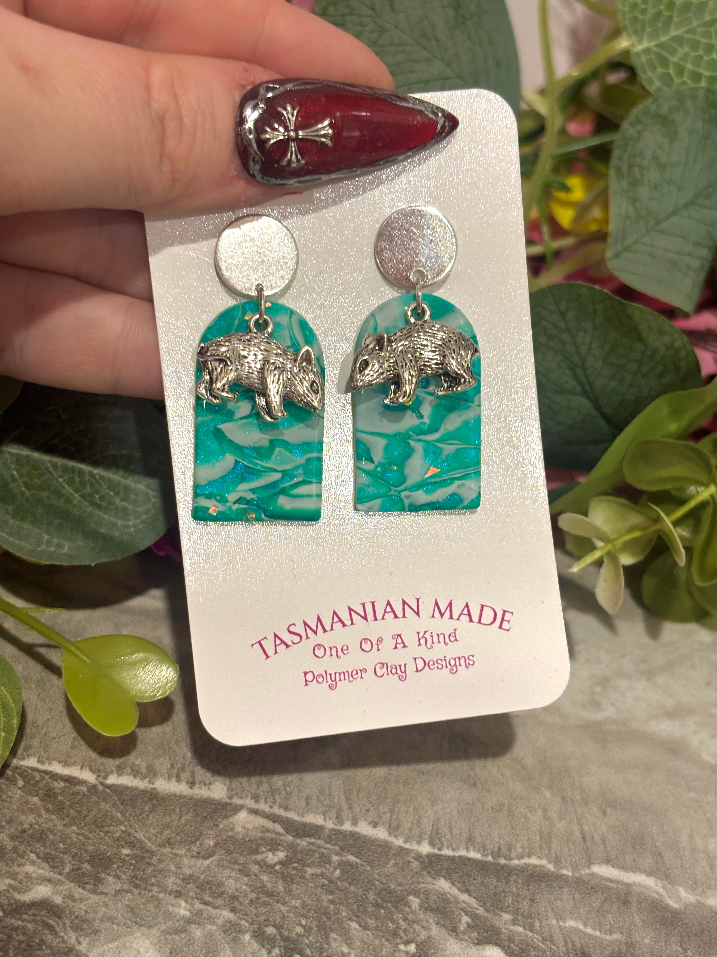 Wombat Earrings | Australian Wildlife Polymer Clay Statement Earrings