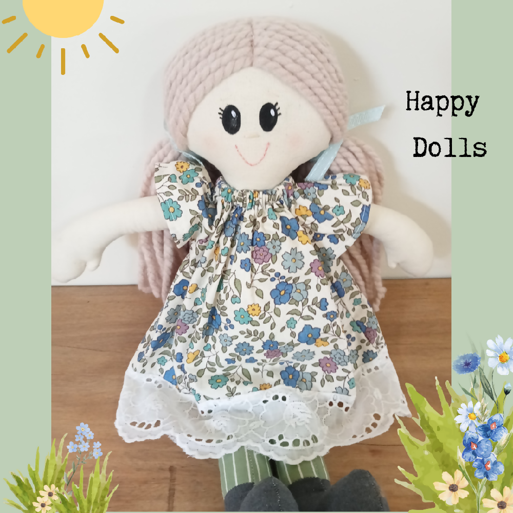 blue flower doll