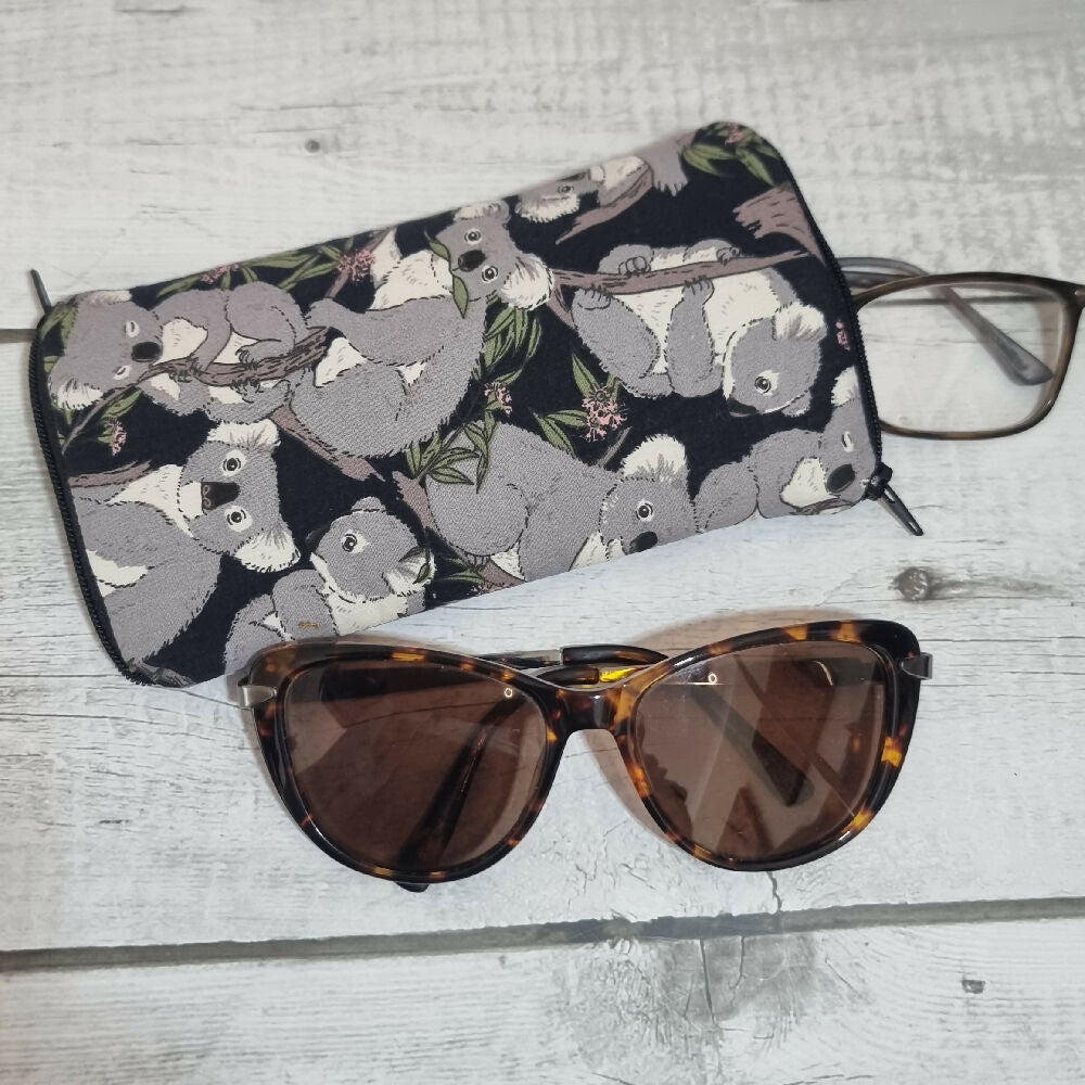 Upcycled double glasses pouch - cute koalas