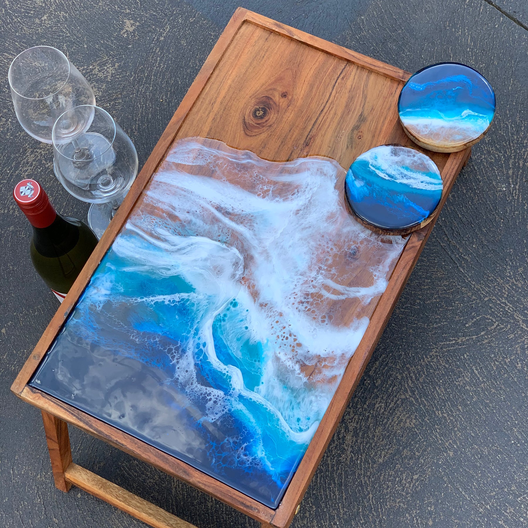 Ocean waves | Charcuterie board | picnic table board | serving board | cheese board