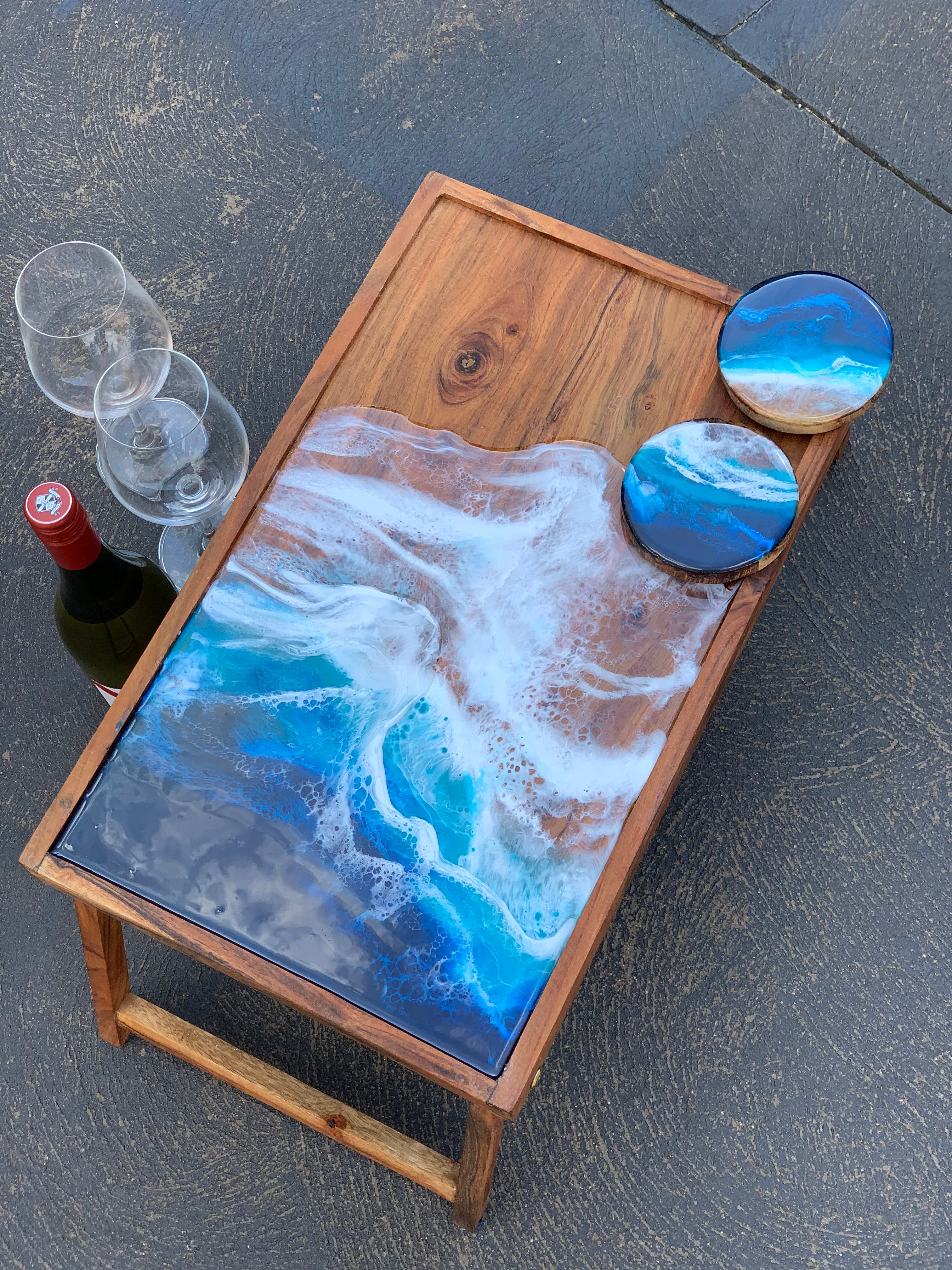 Ocean waves | Charcuterie board | picnic table board | Xmas gift | serving board | cheese board