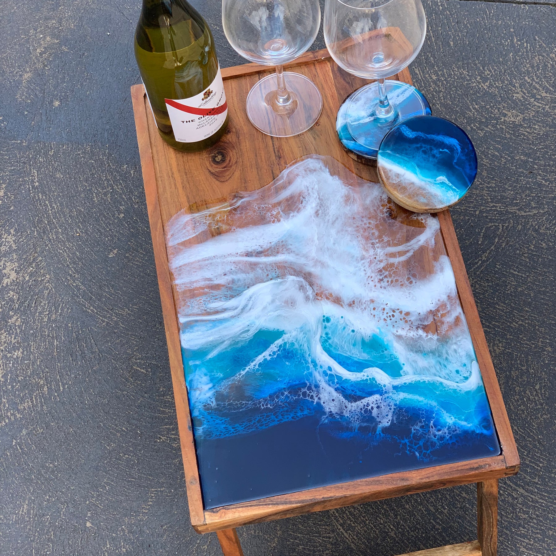 Ocean waves | Charcuterie board | picnic table board | serving board | cheese board