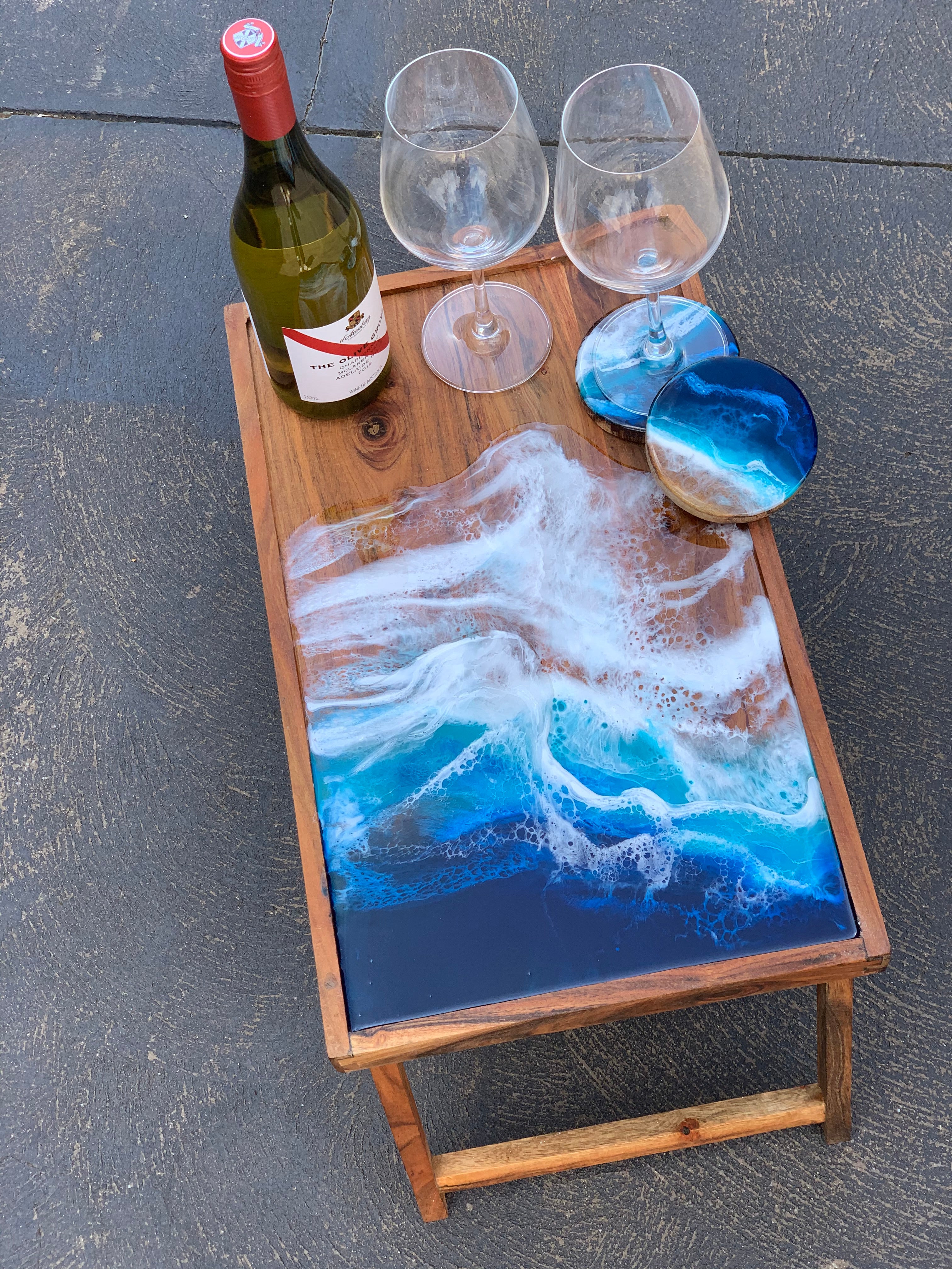 Ocean waves | Charcuterie board | picnic table board | Xmas gift | serving board | cheese board