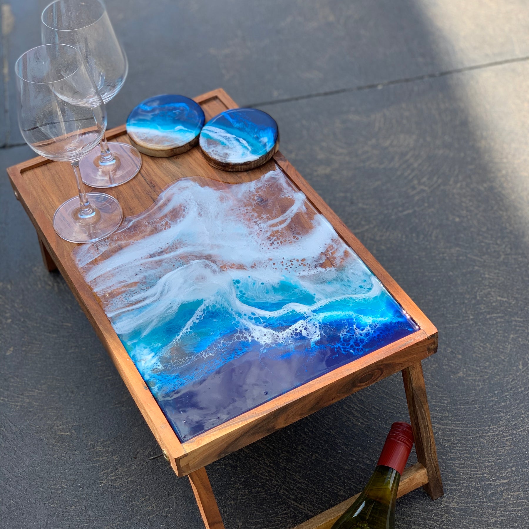 Ocean waves | Charcuterie board | picnic table board | serving board | cheese board