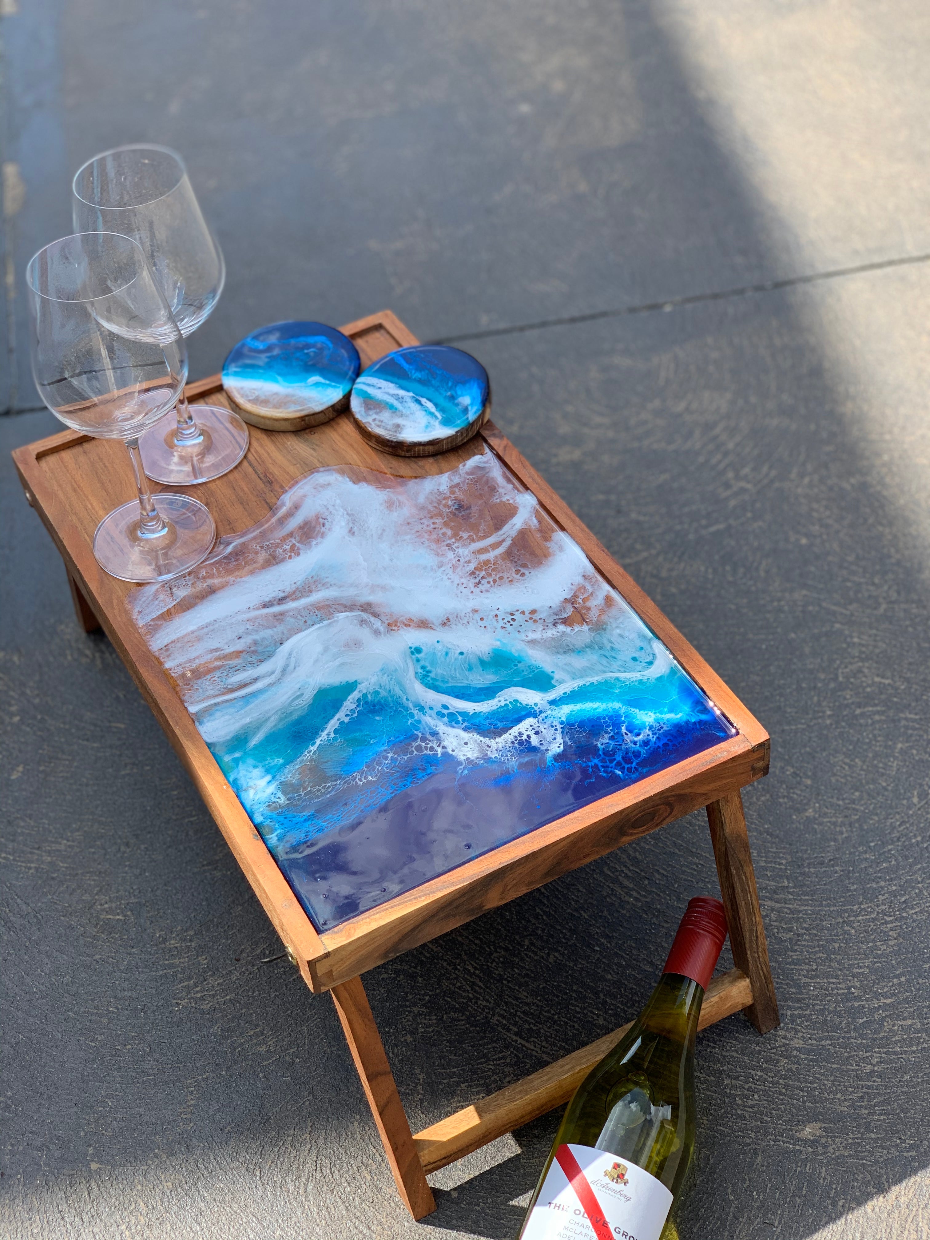 Ocean waves | Charcuterie board | picnic table board | Xmas gift | serving board | cheese board