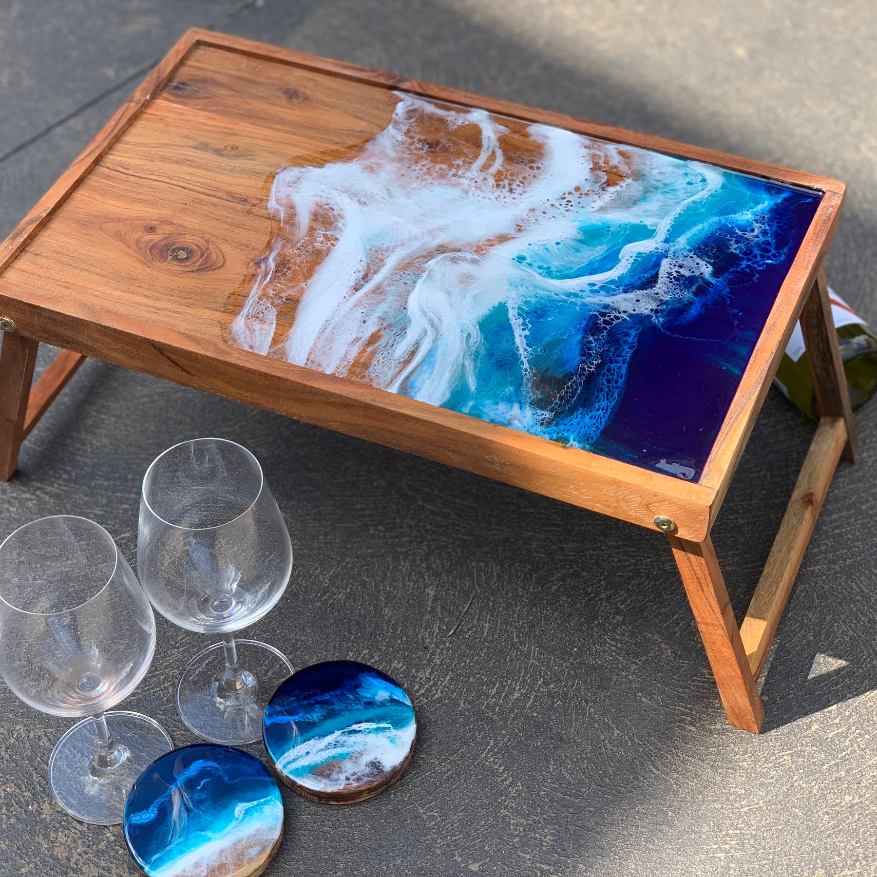 Ocean waves | Charcuterie board | picnic table board | serving board | cheese board