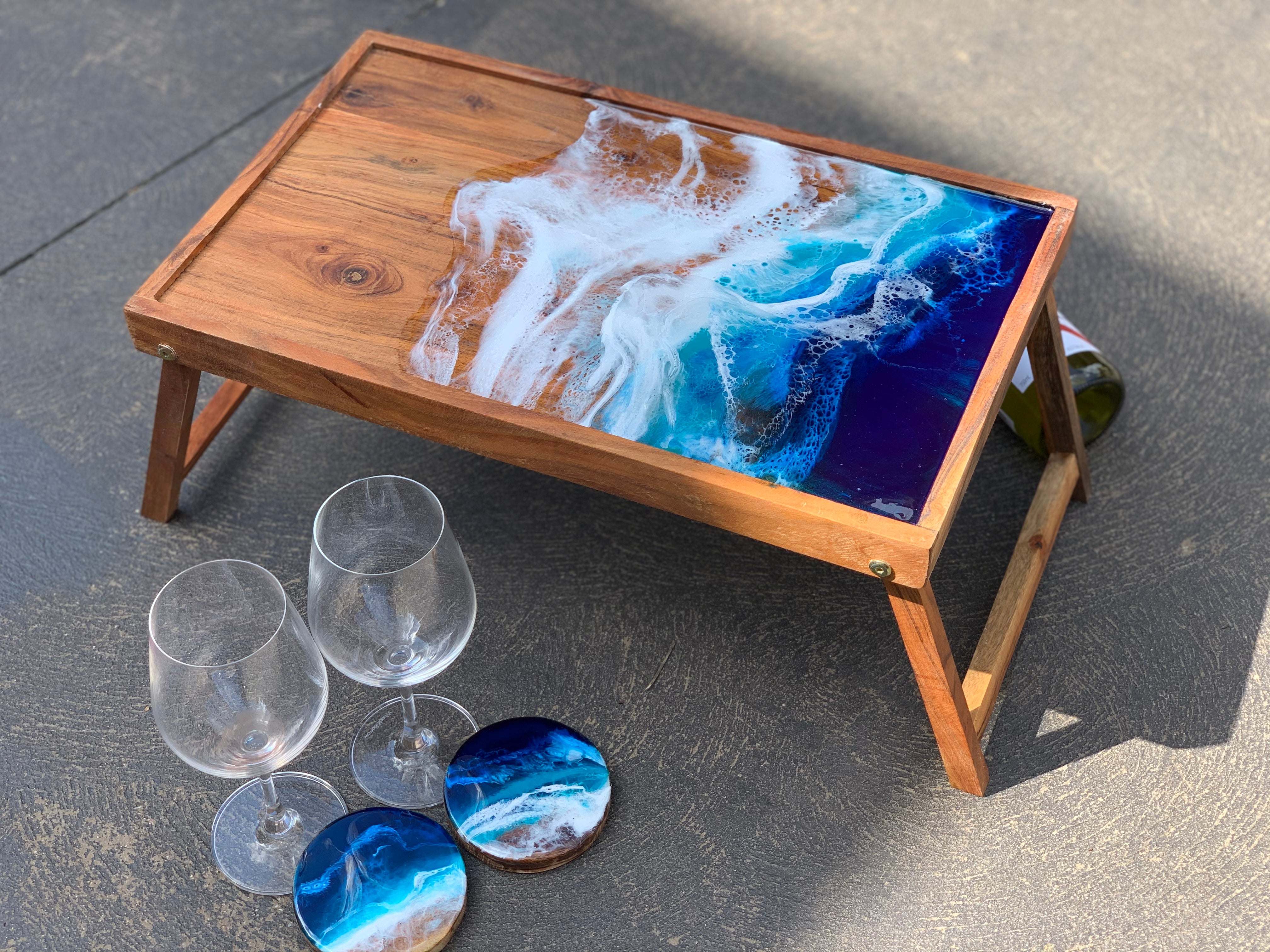 Ocean waves | Charcuterie board | picnic table board | Xmas gift | serving board | cheese board