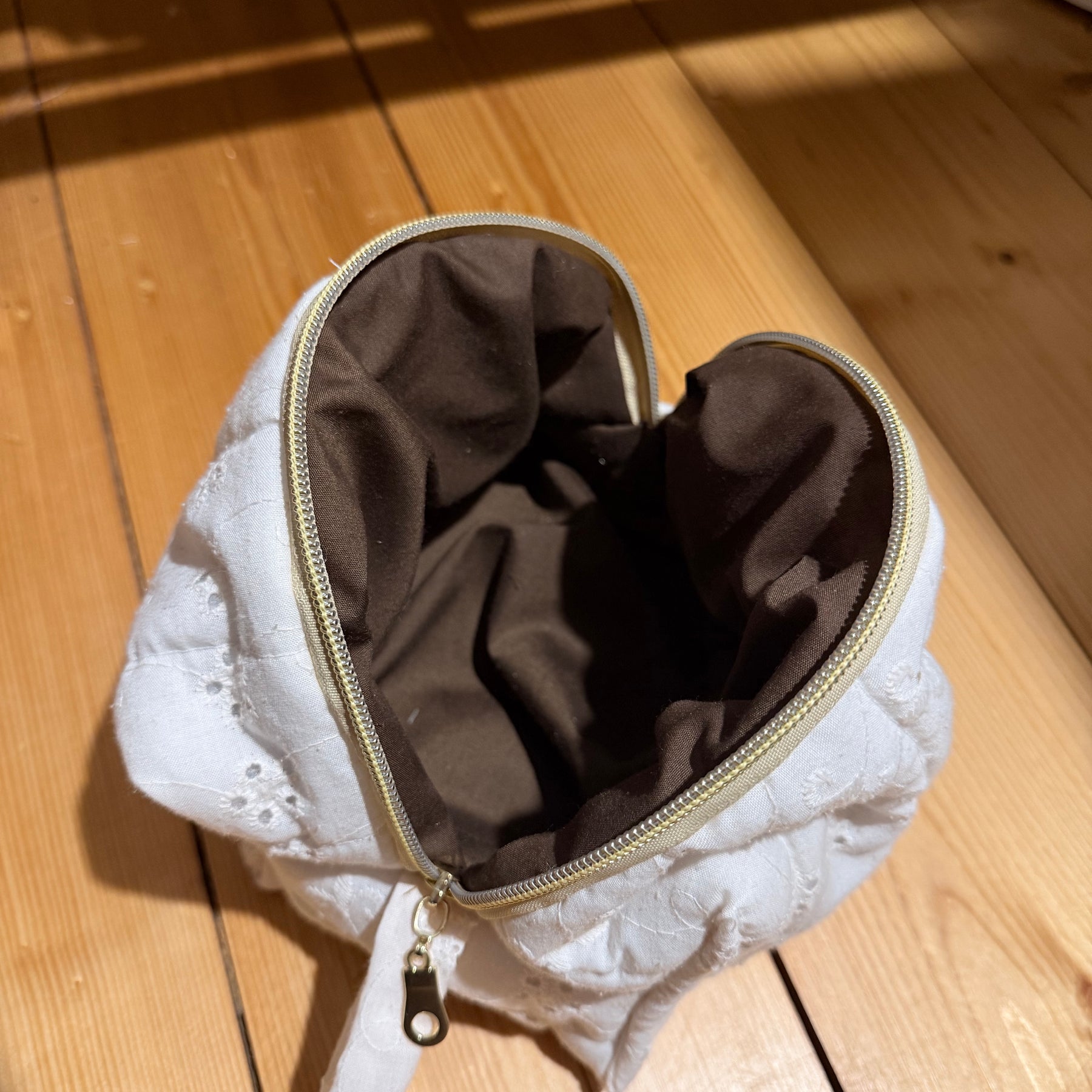Cream Embroidered Cosmetic Bag