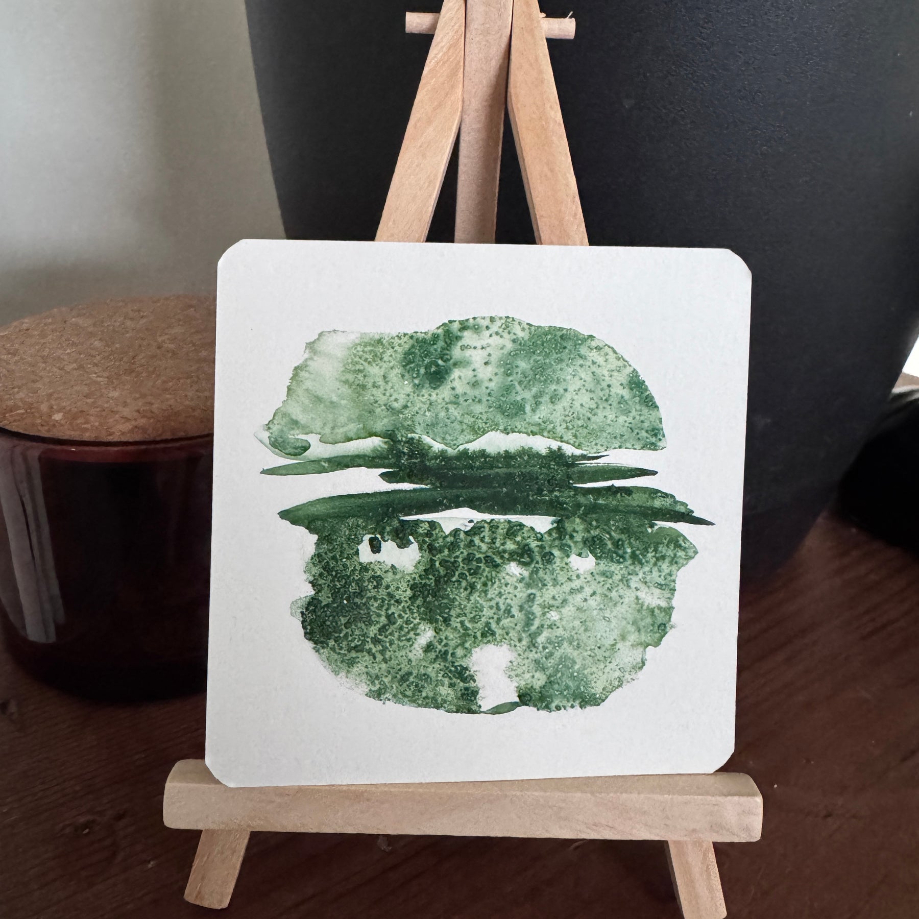 Original Abstract Watercolour - Green Reflection