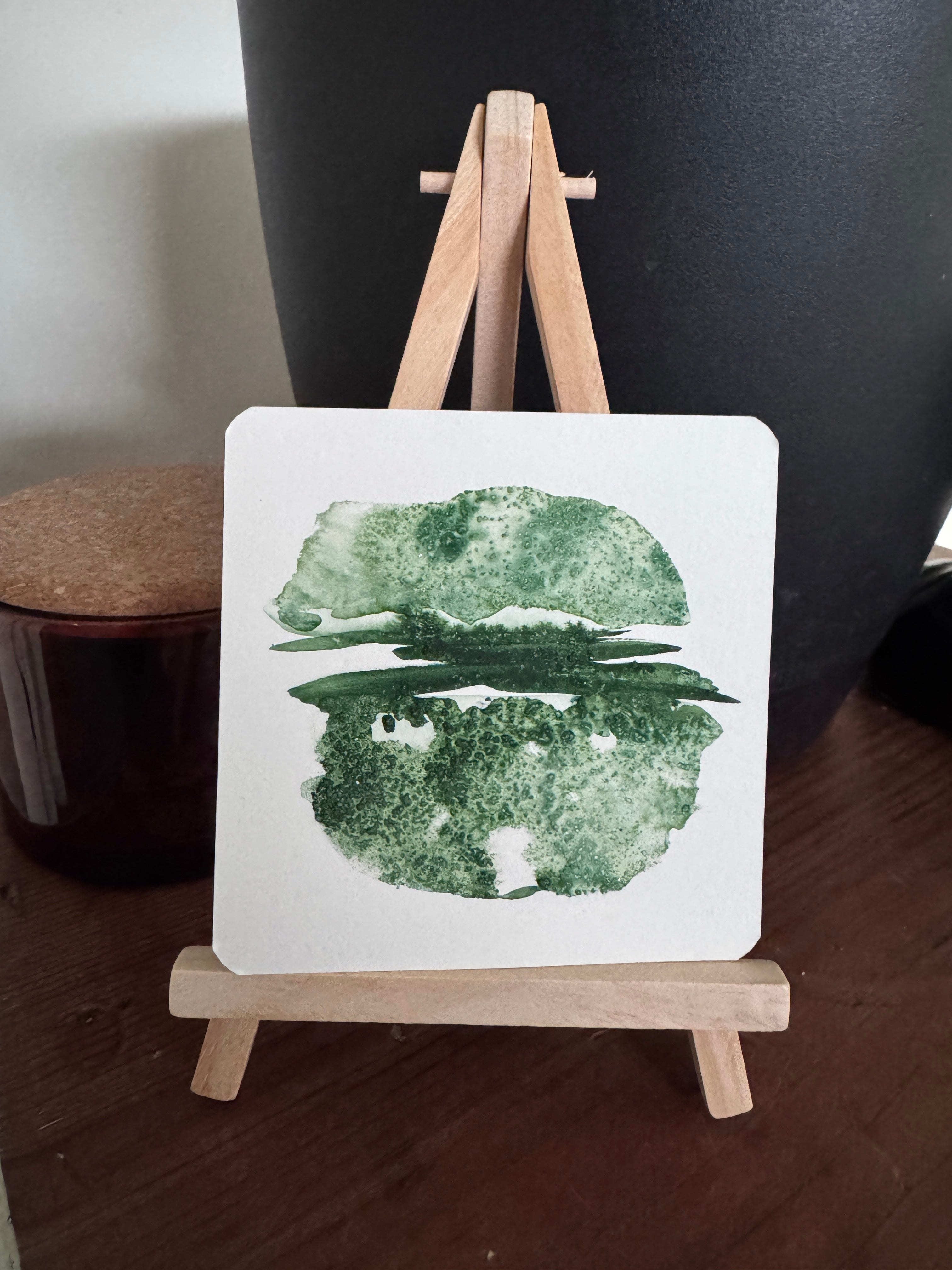 Original Abstract Watercolour - Green Reflection