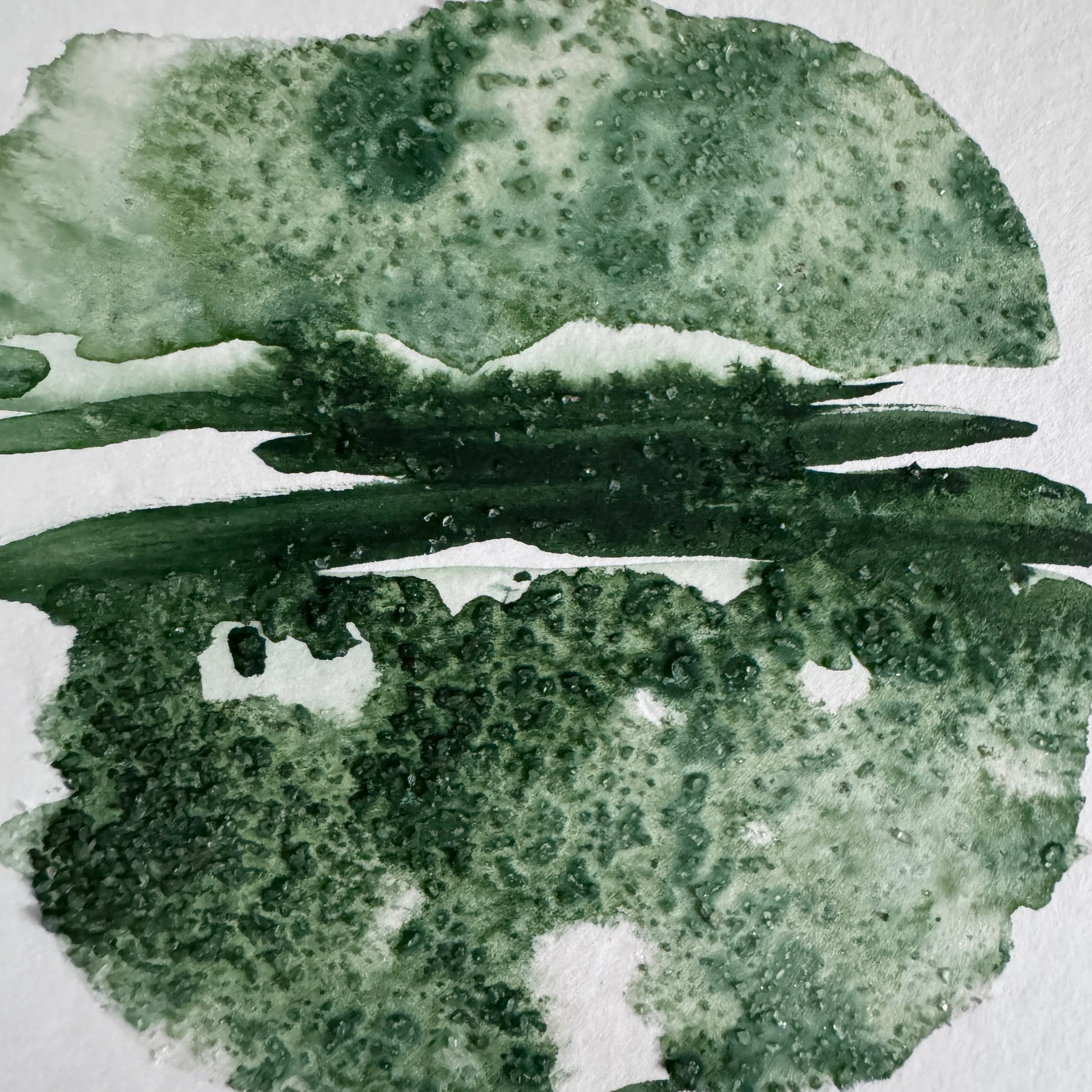 Original Abstract Watercolour - Green Reflection