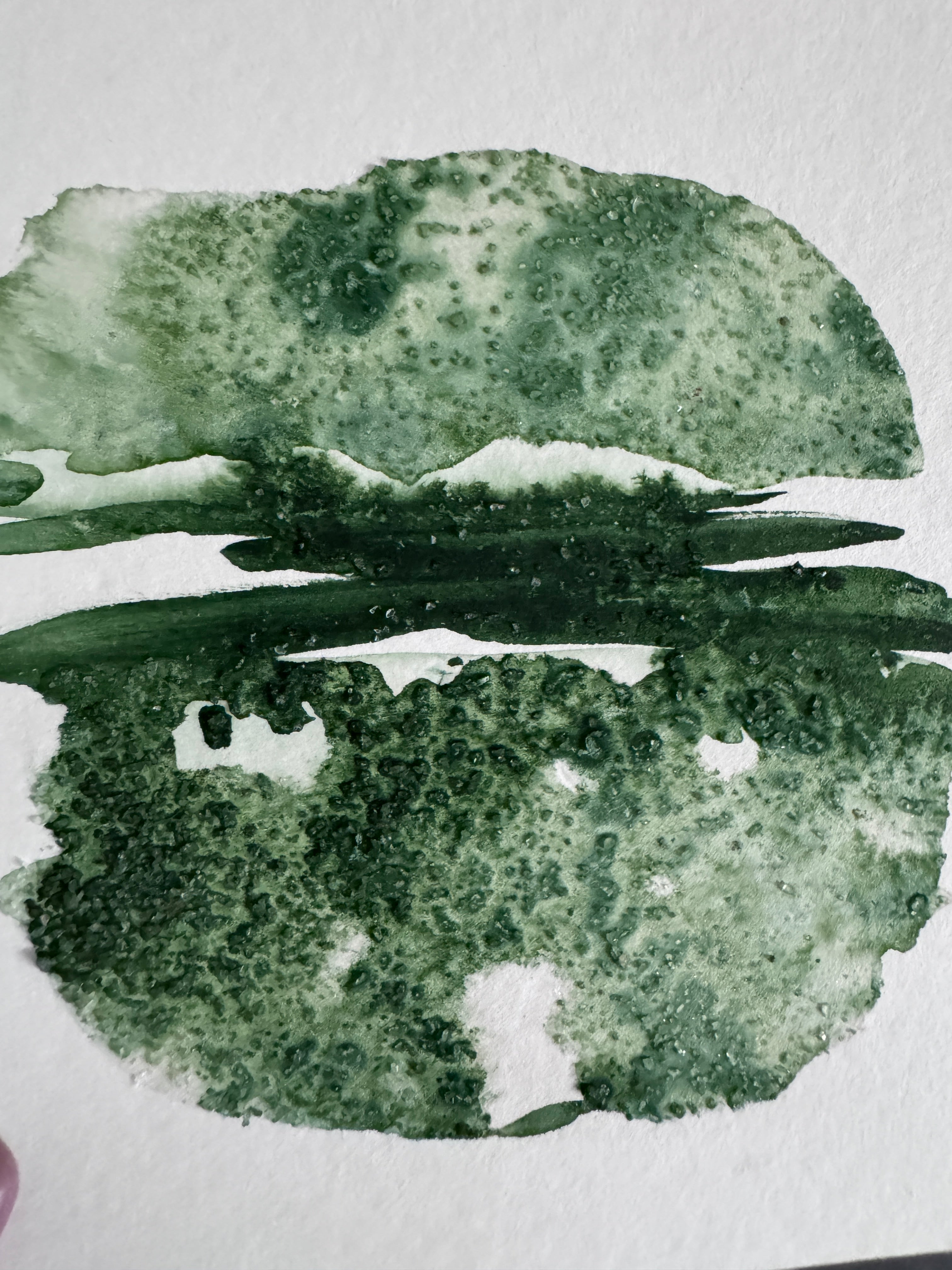 Original Abstract Watercolour - Green Reflection