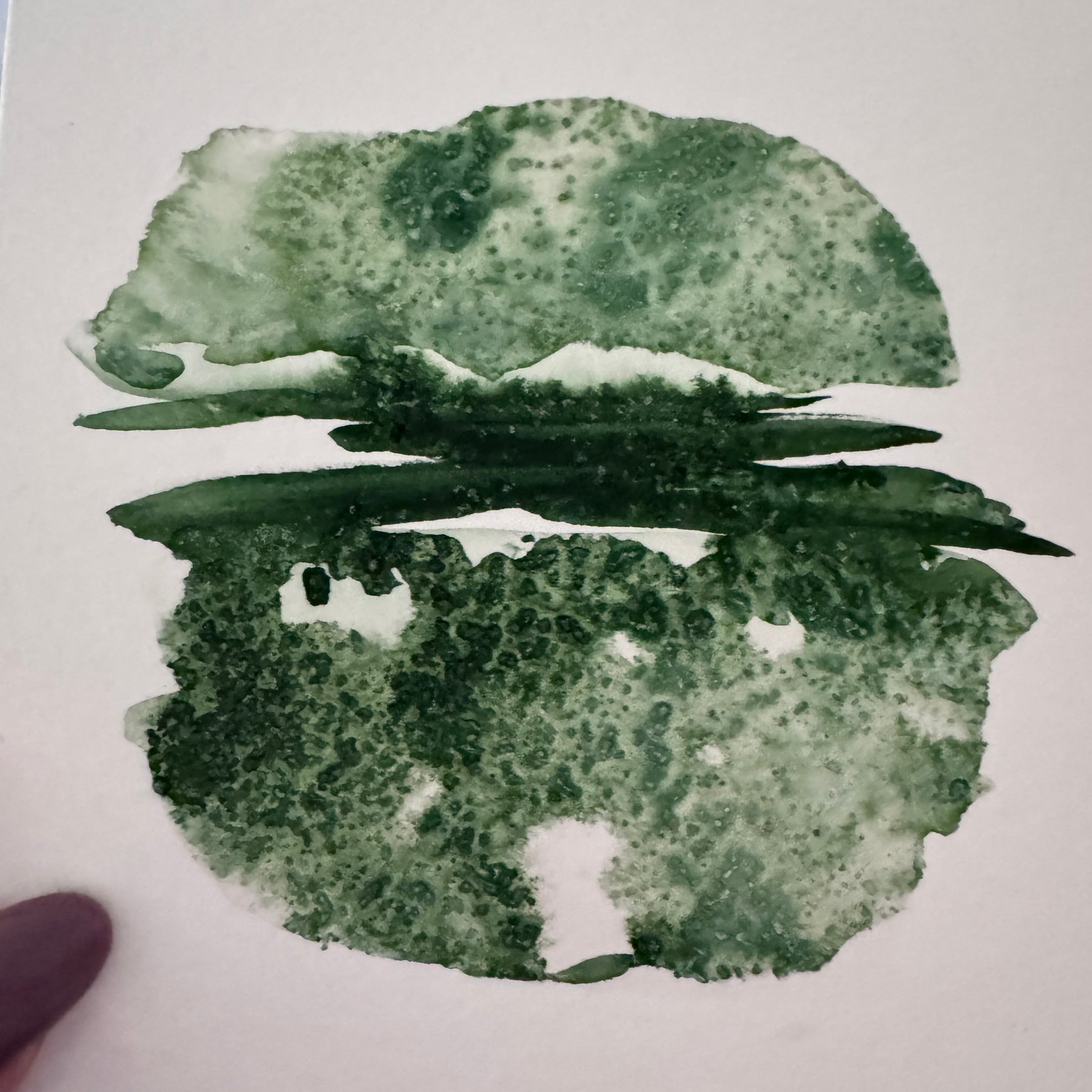 Original Abstract Watercolour - Green Reflection