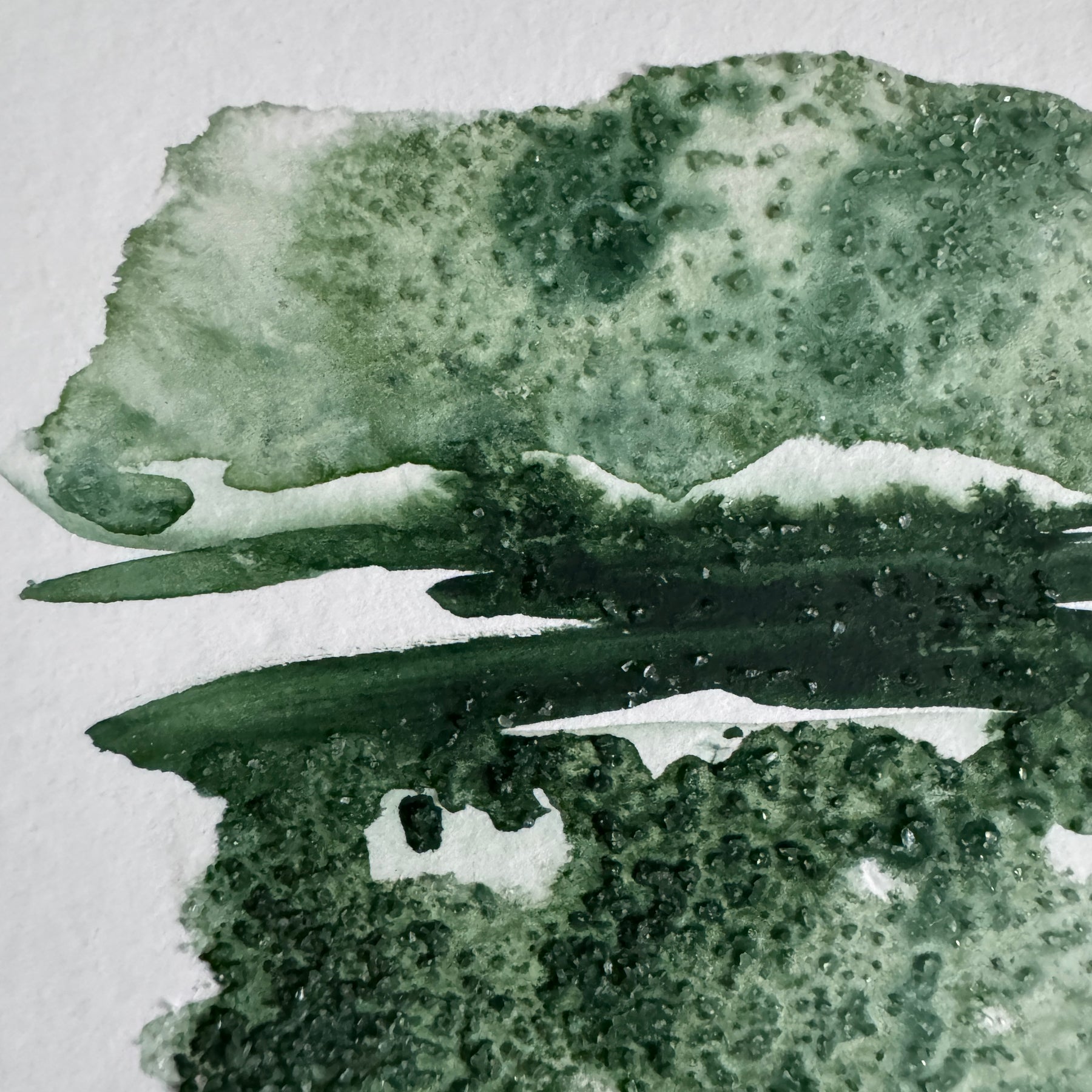 Original Abstract Watercolour - Green Reflection