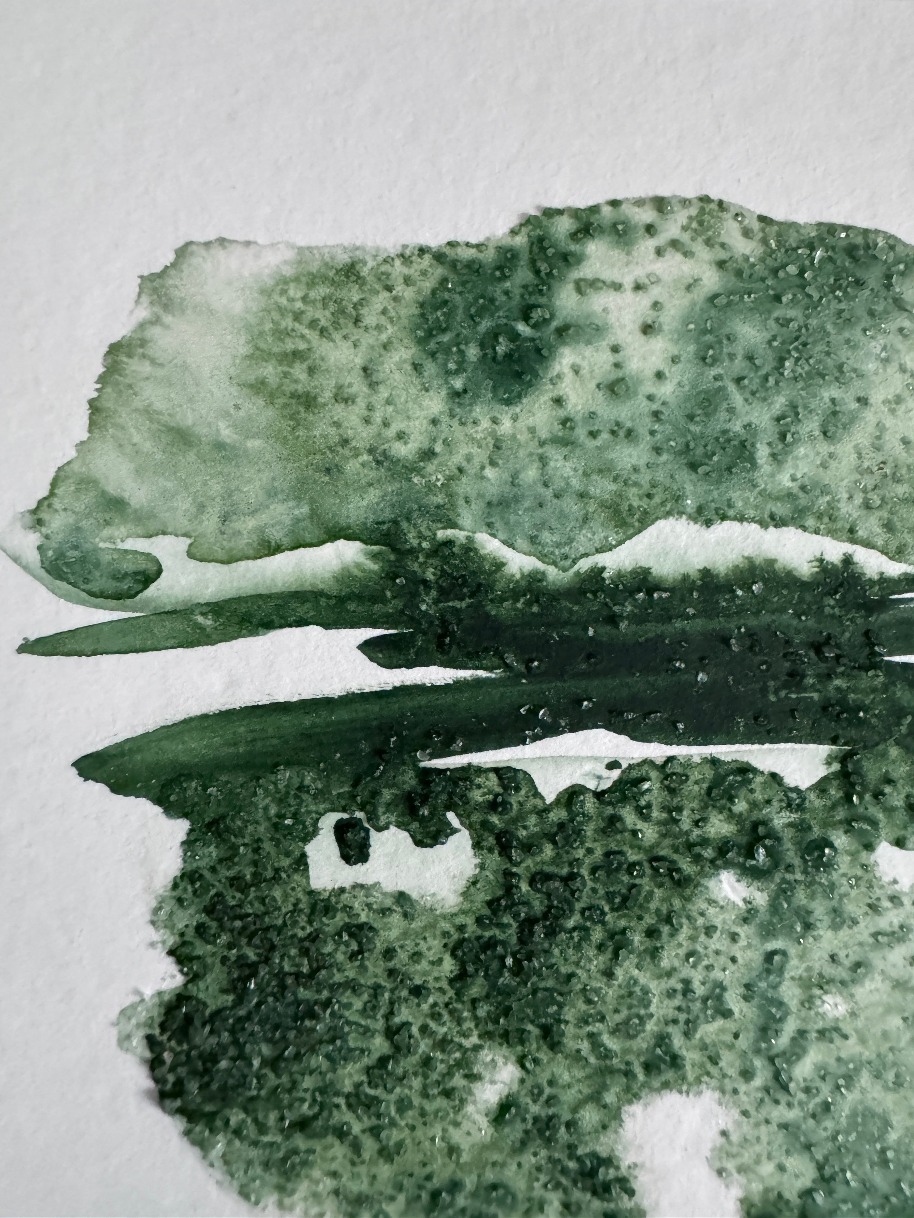 Original Abstract Watercolour - Green Reflection