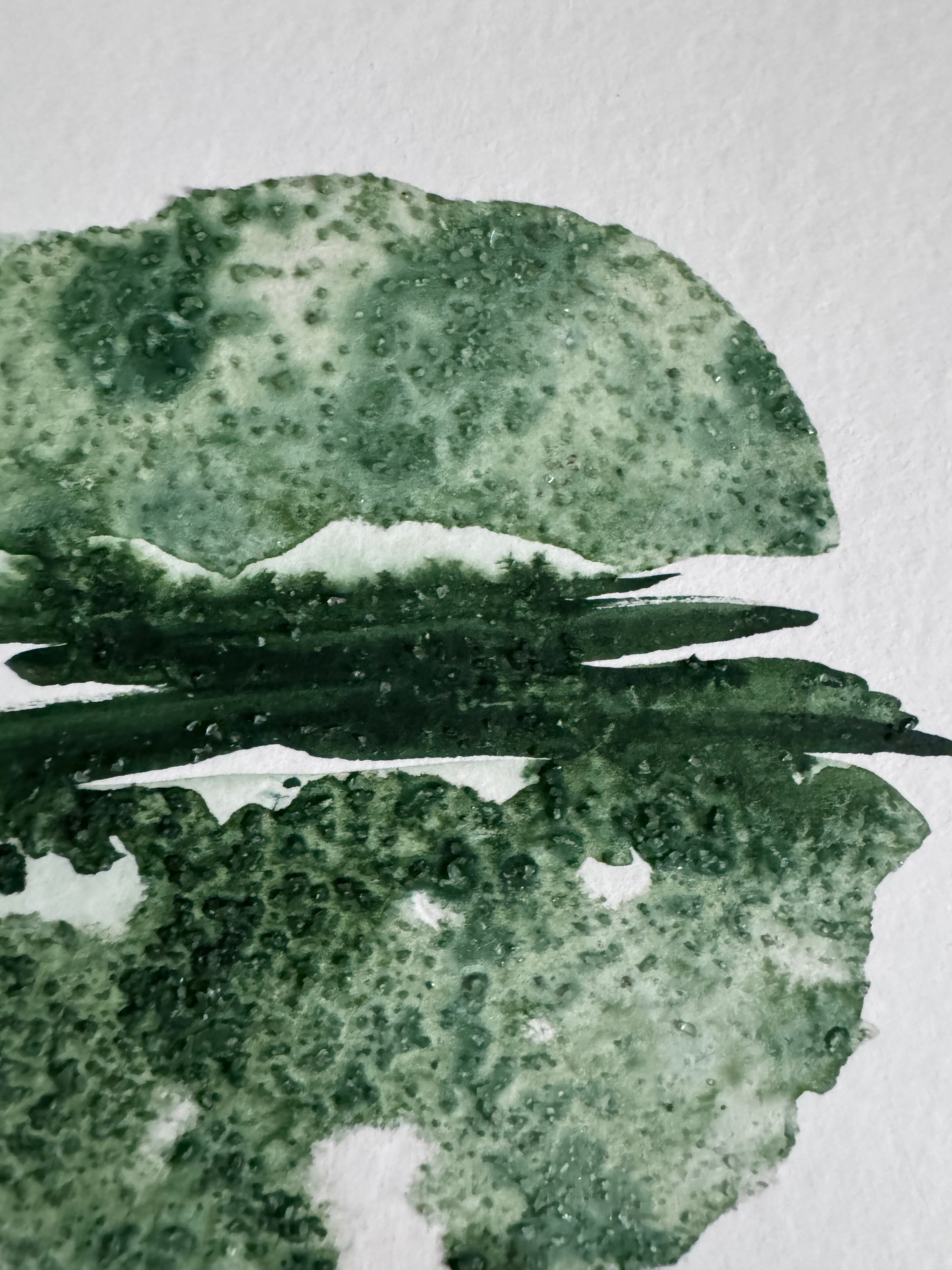 Original Abstract Watercolour - Green Reflection