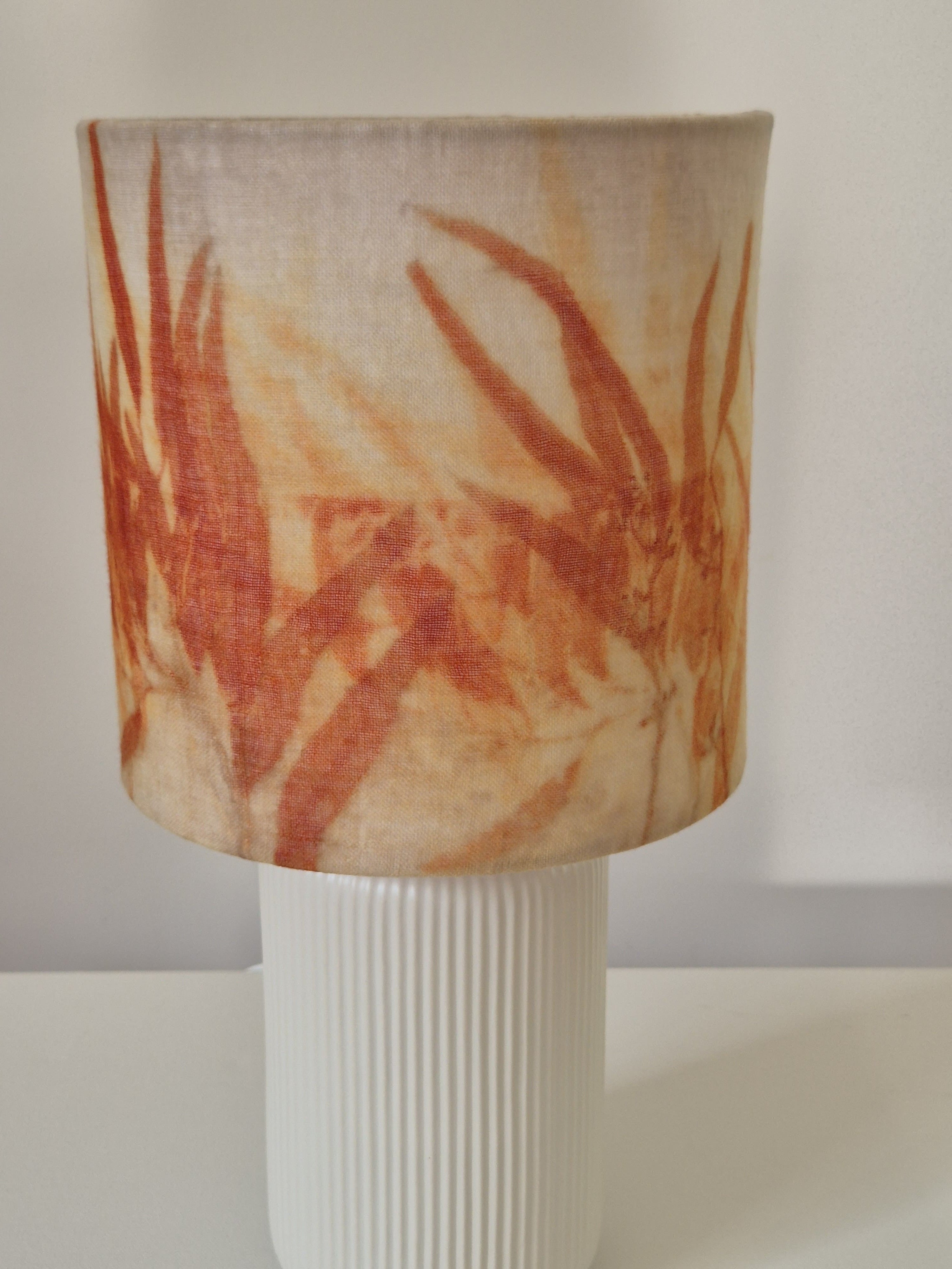 Bespoke lampshade with hand printed wool fabric