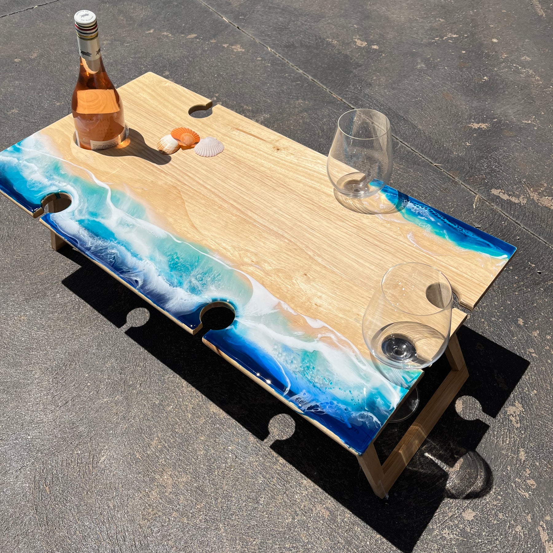 Waves | Picnic table | Ocean Waves | serving board | Charcuterie board | Dining table decor