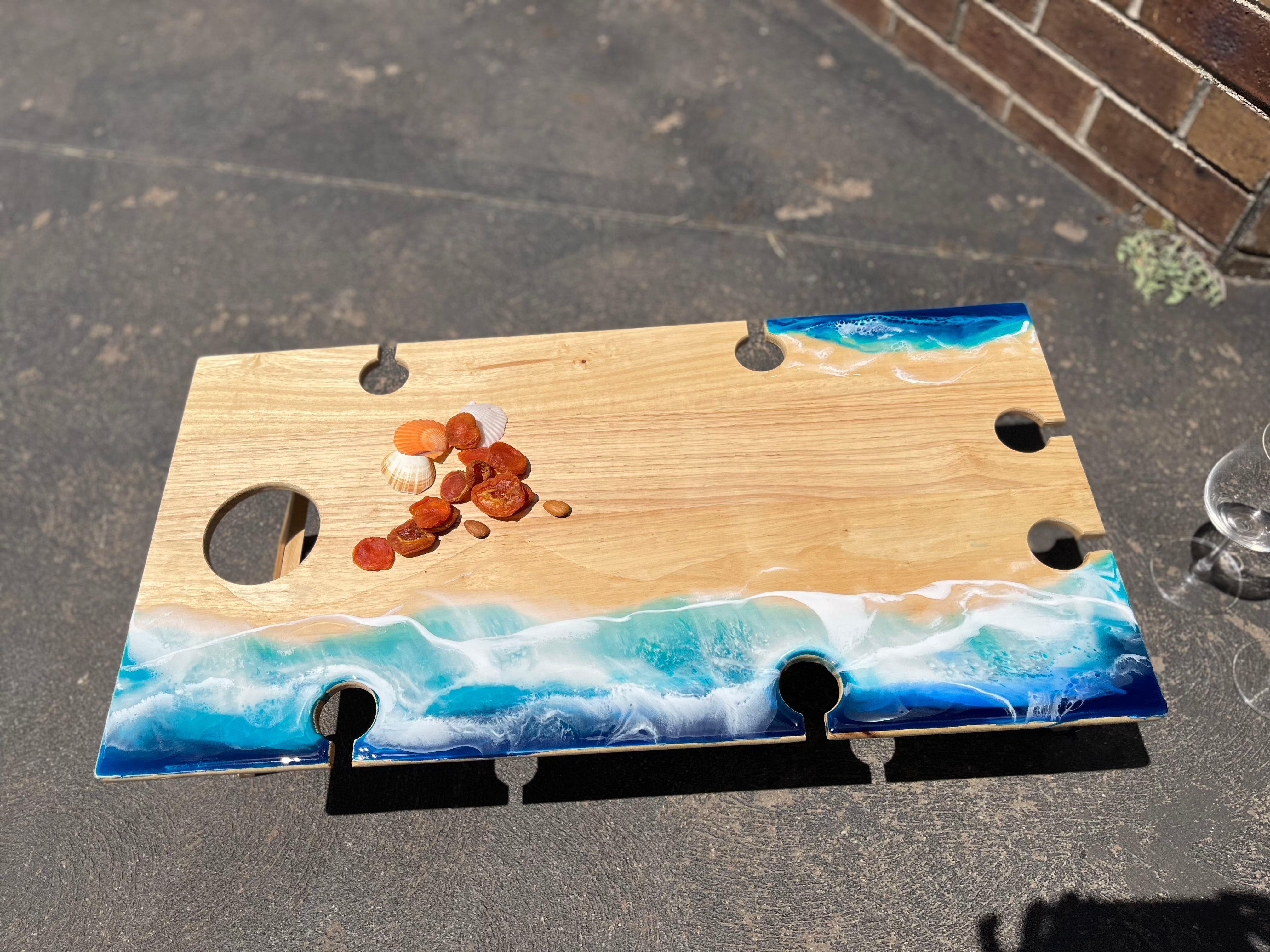 Waves | Picnic table | Ocean Waves | serving board | Ocean Resin waves | Christmas gift | Charcuterie board | Dining table decor