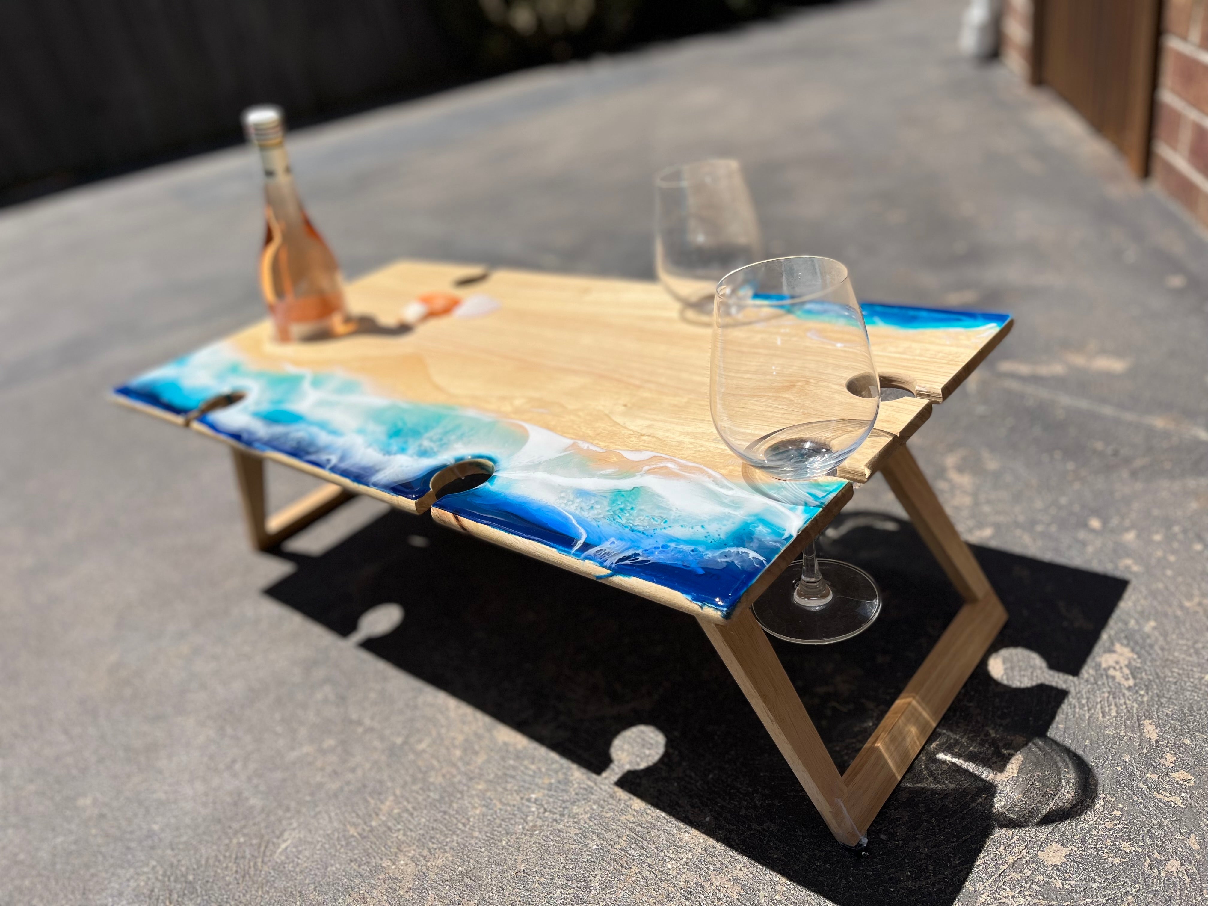 Waves | Picnic table | Ocean Waves | serving board | Ocean Resin waves | Christmas gift | Charcuterie board | Dining table decor