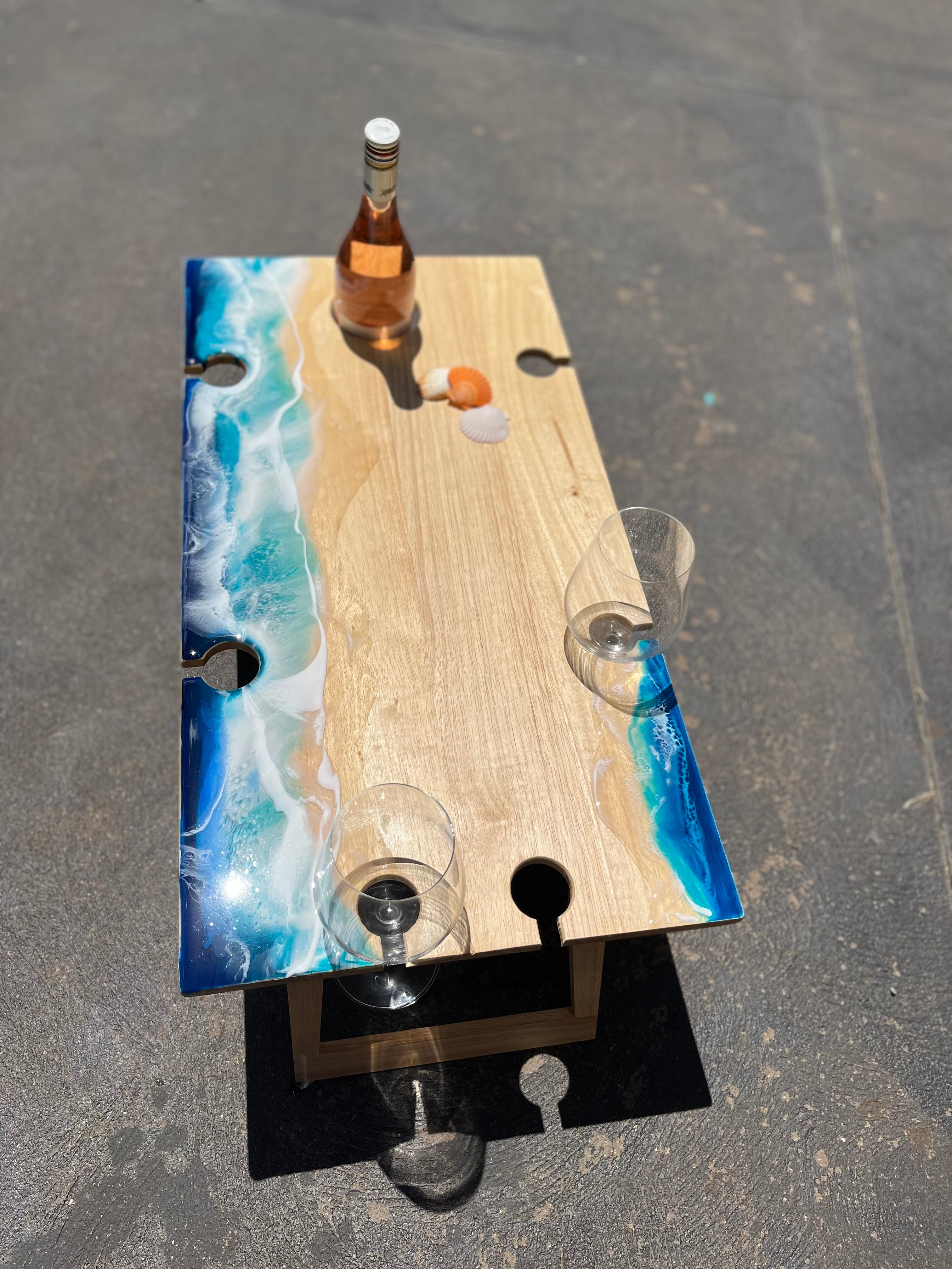 Waves | Picnic table | Ocean Waves | serving board | Ocean Resin waves | Christmas gift | Charcuterie board | Dining table decor
