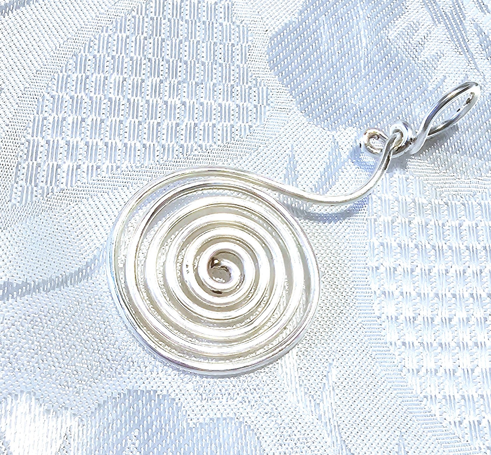 Silver Hand Coiled Simple Pendant made by me, FREE POST