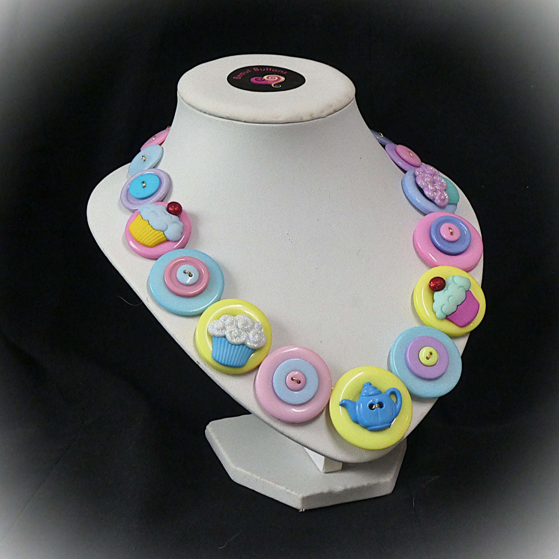 Colourful Button necklace - Tea Time