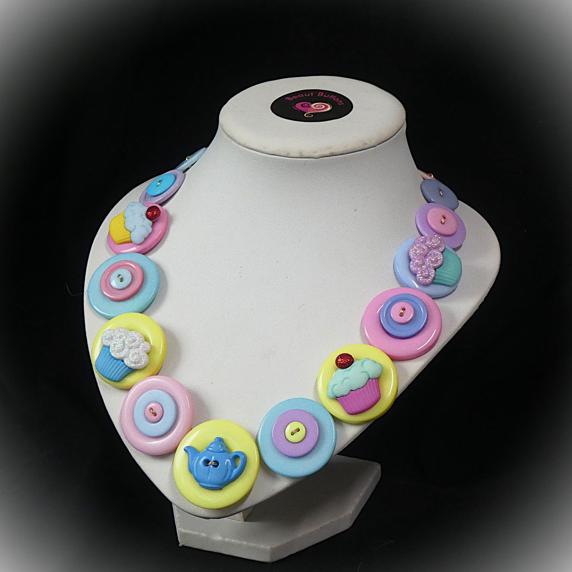 Colourful Button necklace - Tea Time