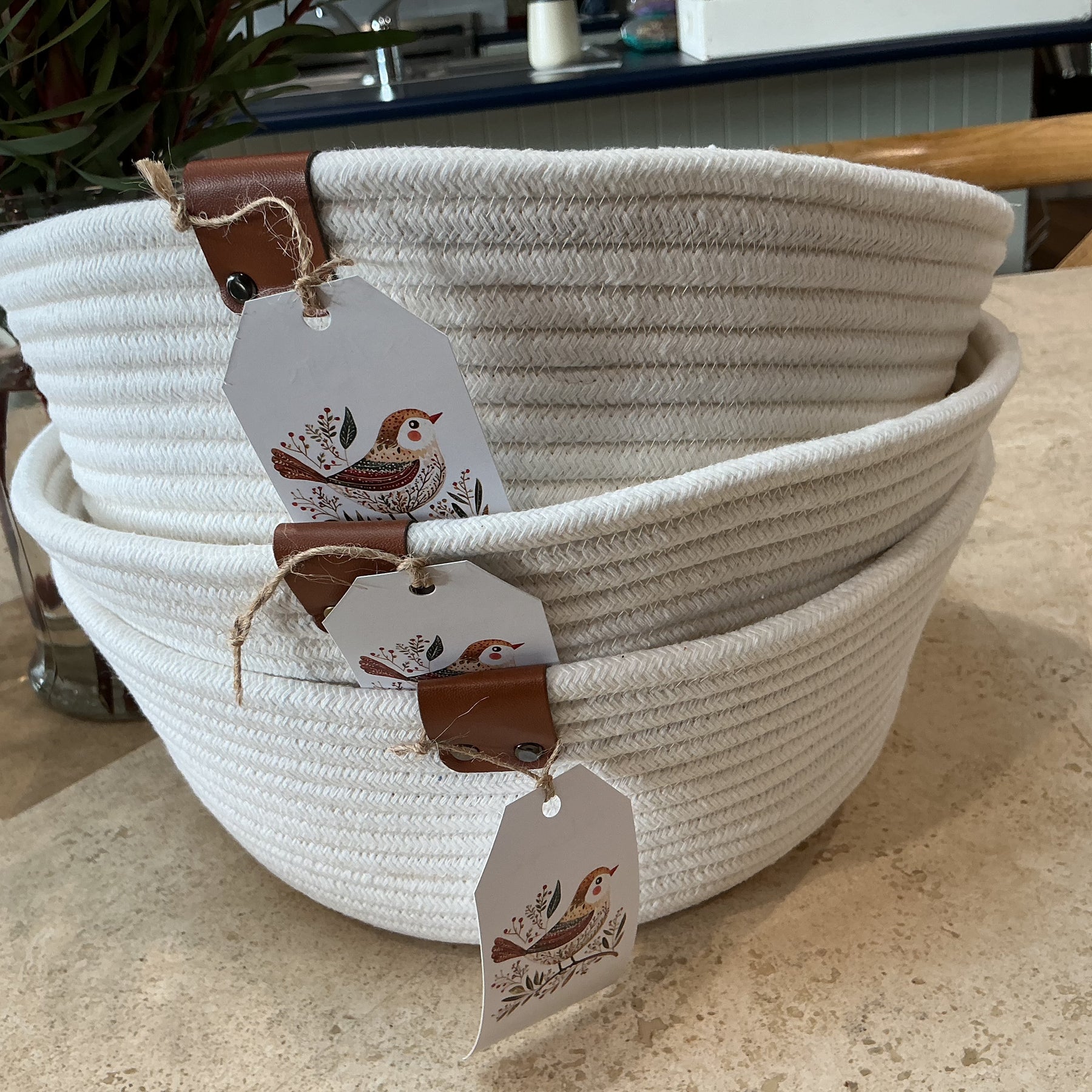 Large cream rope baskets 8mm rope