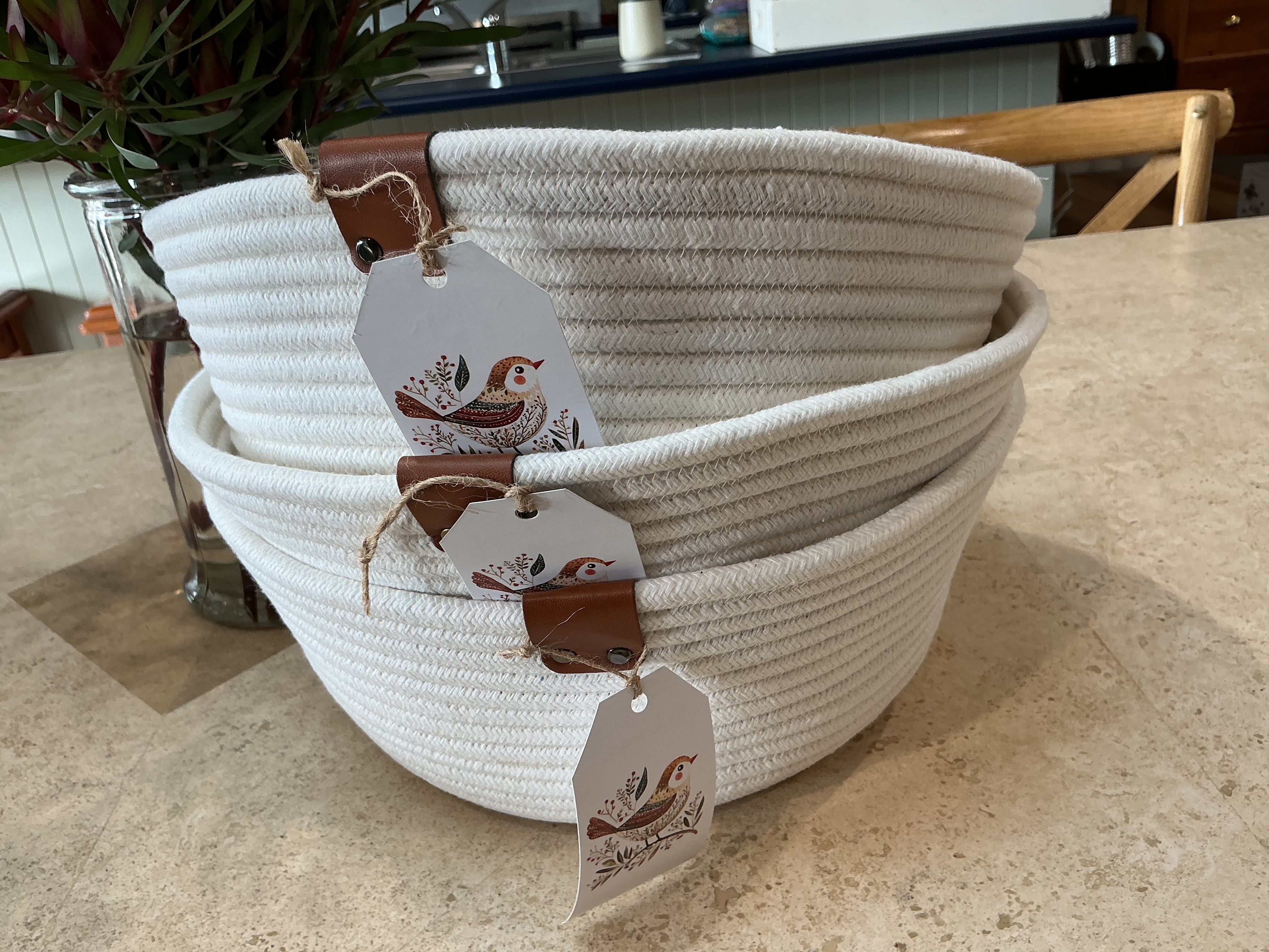 Large cream rope baskets 8mm rope
