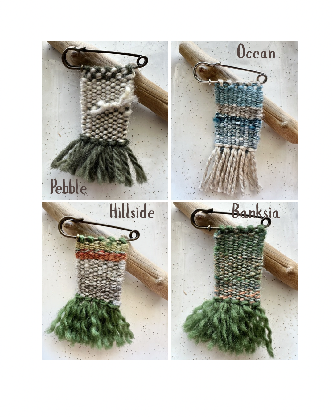 Handwoven Shawl Pins or Brooches
