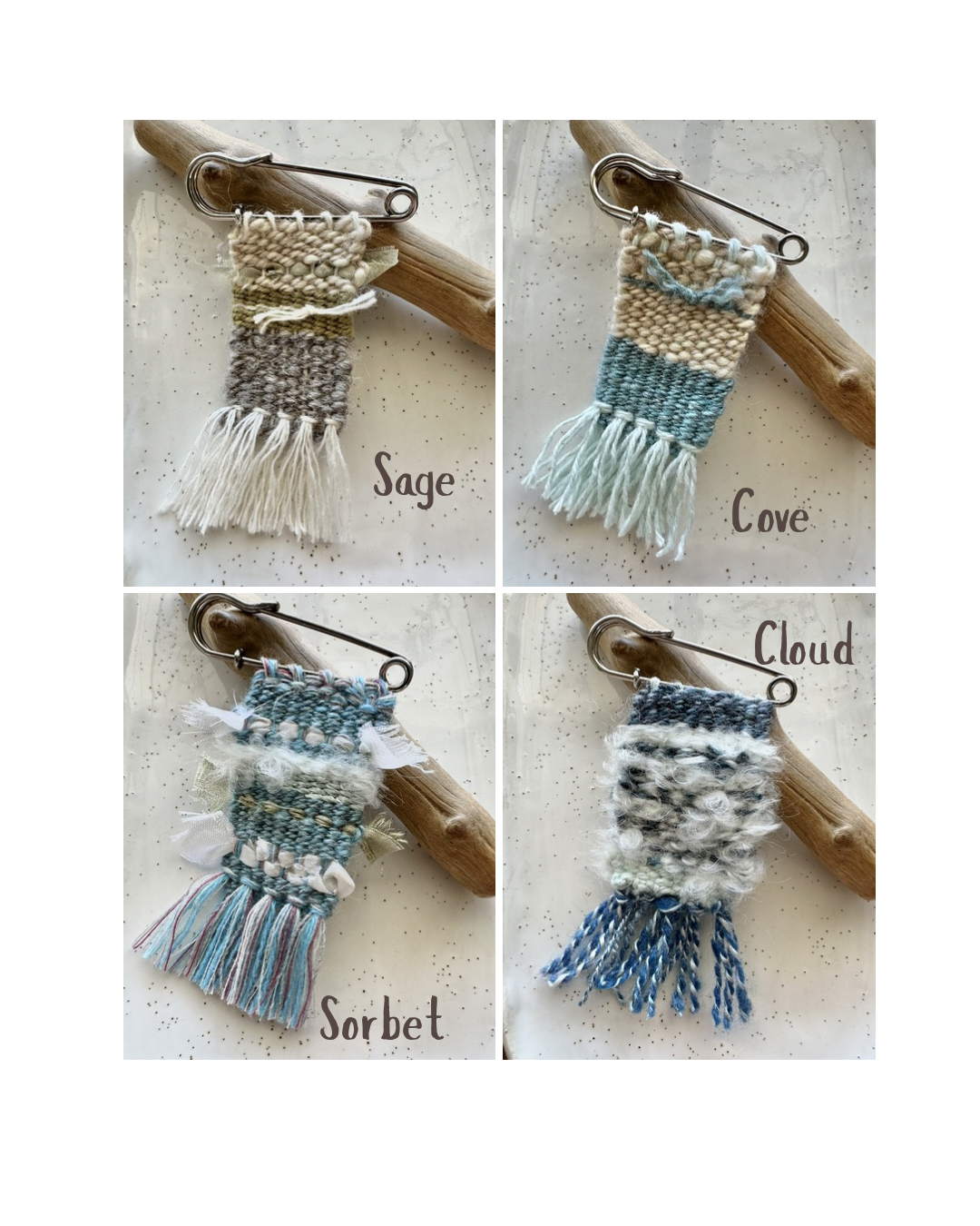 Handwoven Shawl Pins or Brooches